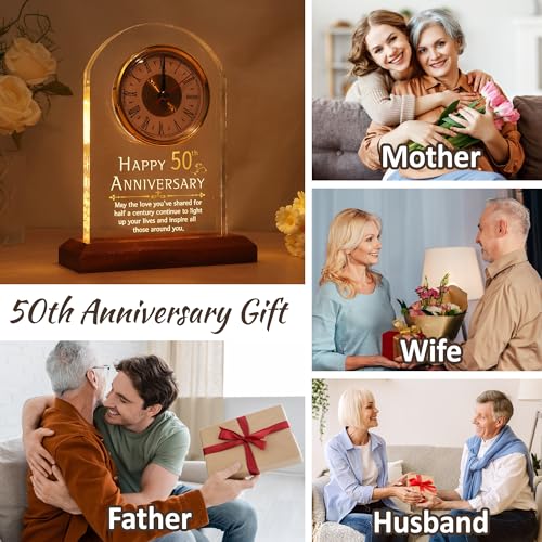 Thumbnail 4 de Lightzz 50th Anniversary Light Up Quartz Clock with LED Wooden Base