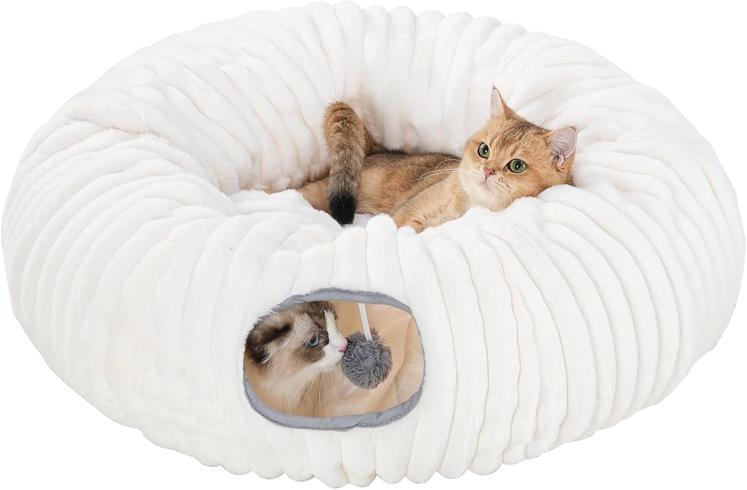 Detalle de Avont Cat Tunnel Bed for Indoor Cats – Plush Donut Tunnel Bed (Large, 10” Diameter)
