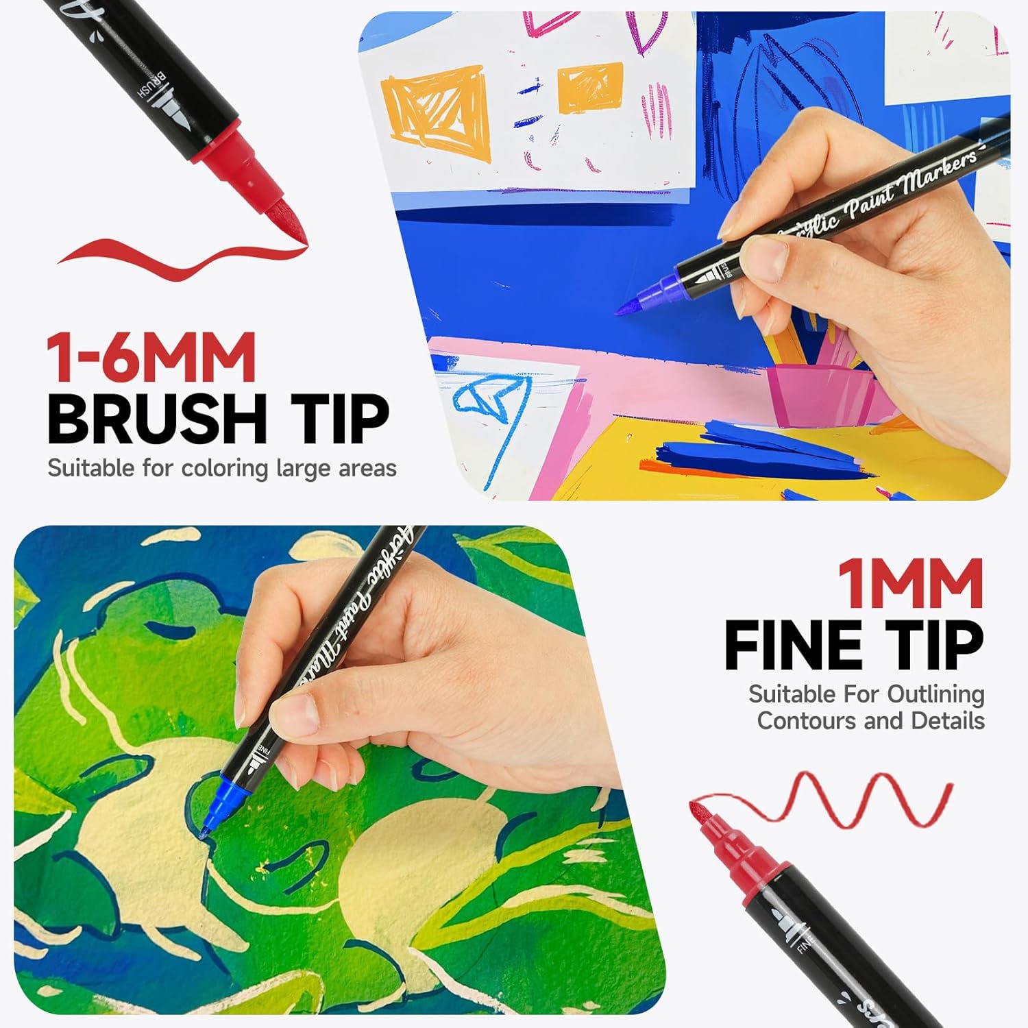 Thumbnail 1 de Acrylic Paint Markers: 120-Color Dual Tip Set for Rock, Glass, Wood, Ceramic and More