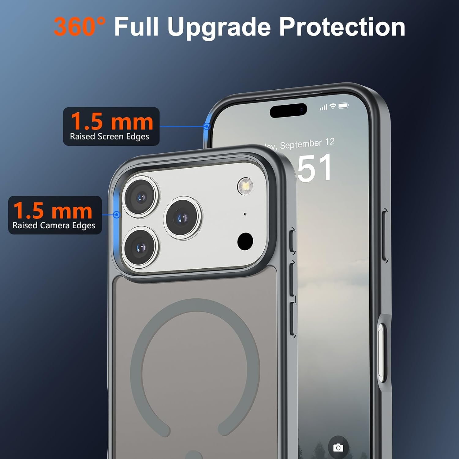 Detalle 2 de SUPFINE Magnetic Case for iPhone 17 Pro (MagSafe Compatible) — Military-Grade Drop Protection, Matte Translucent Gray