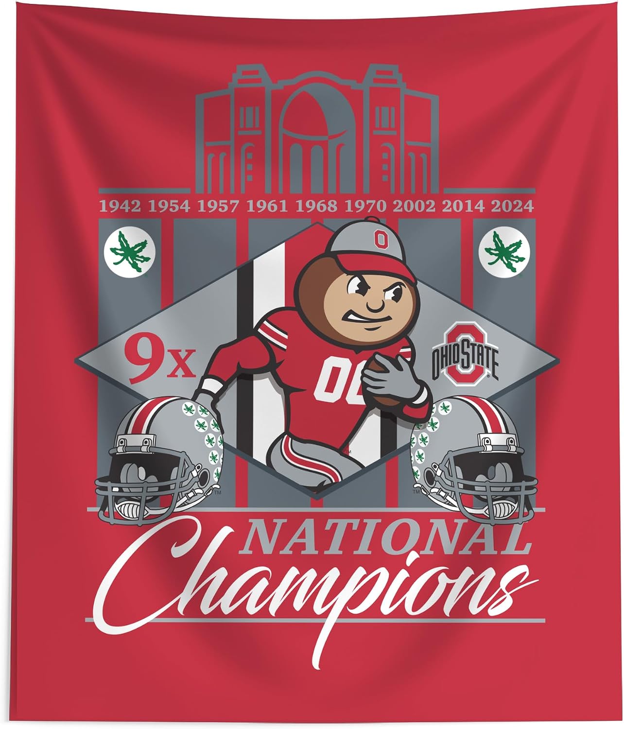Detalle de Northwest 2024 NCAA College Football National Champions Ohio State Buckeyes Wall Hanging Tapestry (34 x 40 in)