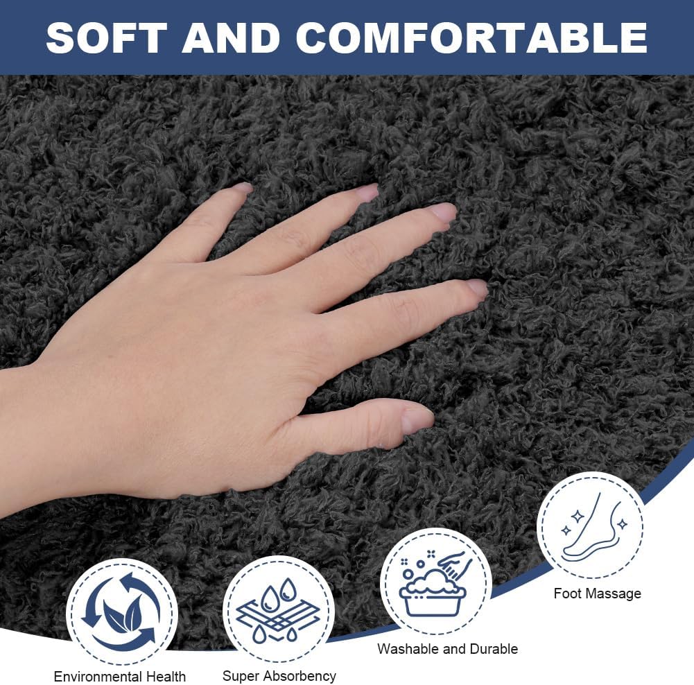 Thumbnail 2 de AOOWU 8056150 Microfibre Bath Mat, 50 x 40 cm, Black U-Shape