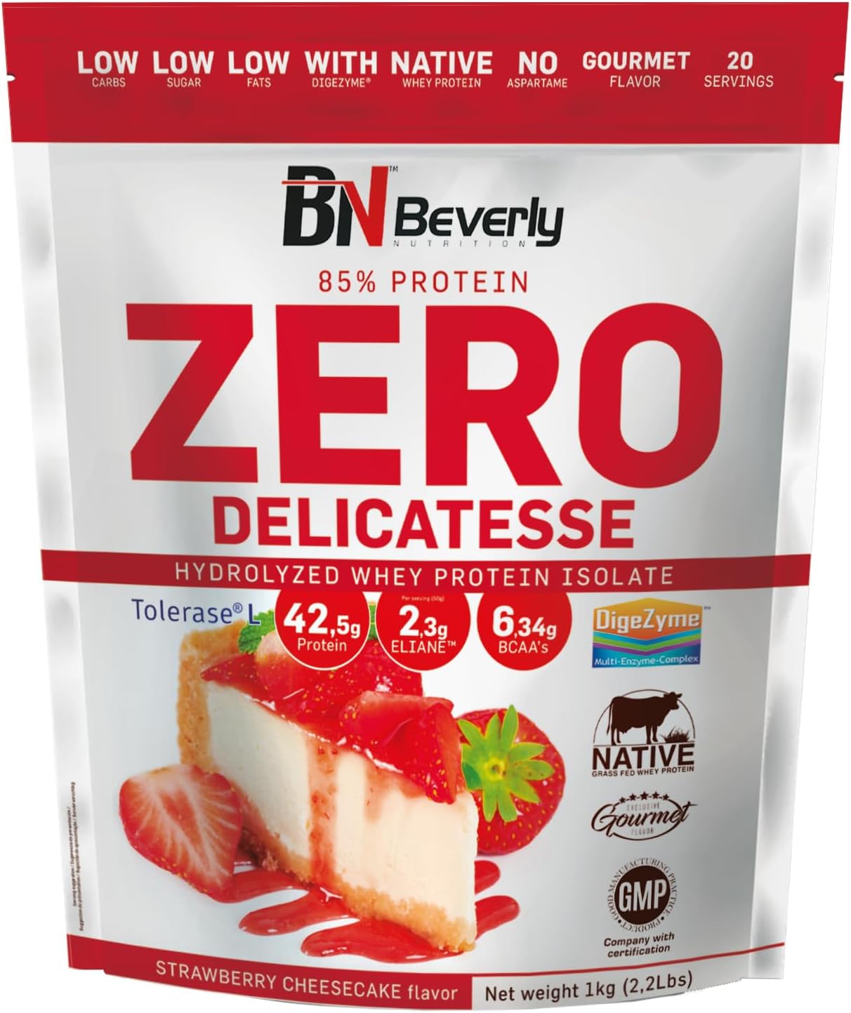 Detalle de Beverly Zero Delicatesse 🧁 Proteína Hidrolizada 1 Kg, Sabor Tarta Queso Fresa