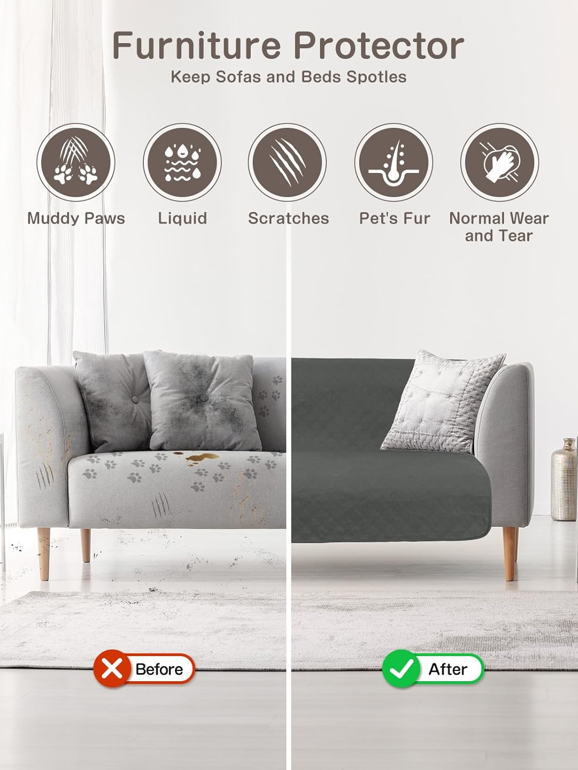 Detalle de HezzLuv Waterproof Dog Blanket: Soft, Anti-Slip Bed Cover and Furniture Protector (152x203cm)