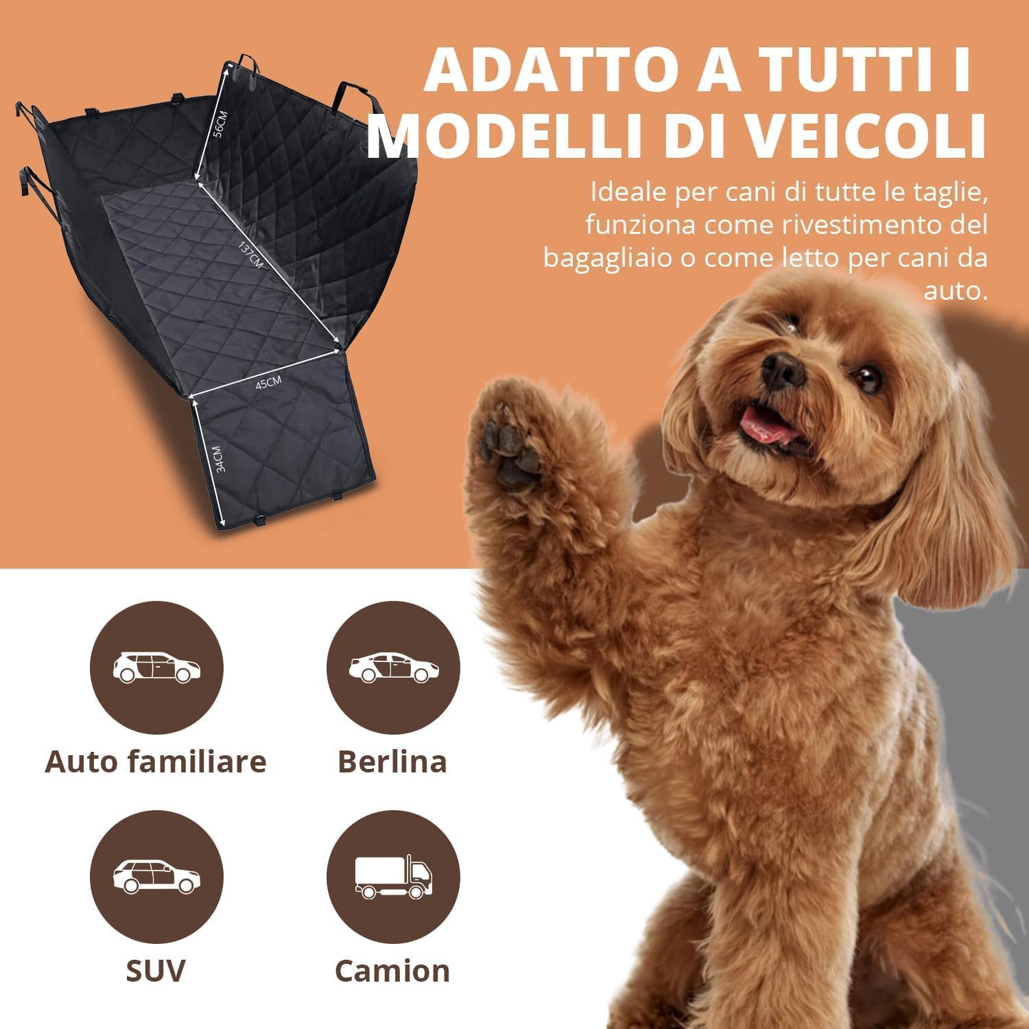 Thumbnail 2 de Recalma Coprisedile Auto per Cani 100% Impermeabile: antiscivolo e antigraffio, con guinzagli inclusi