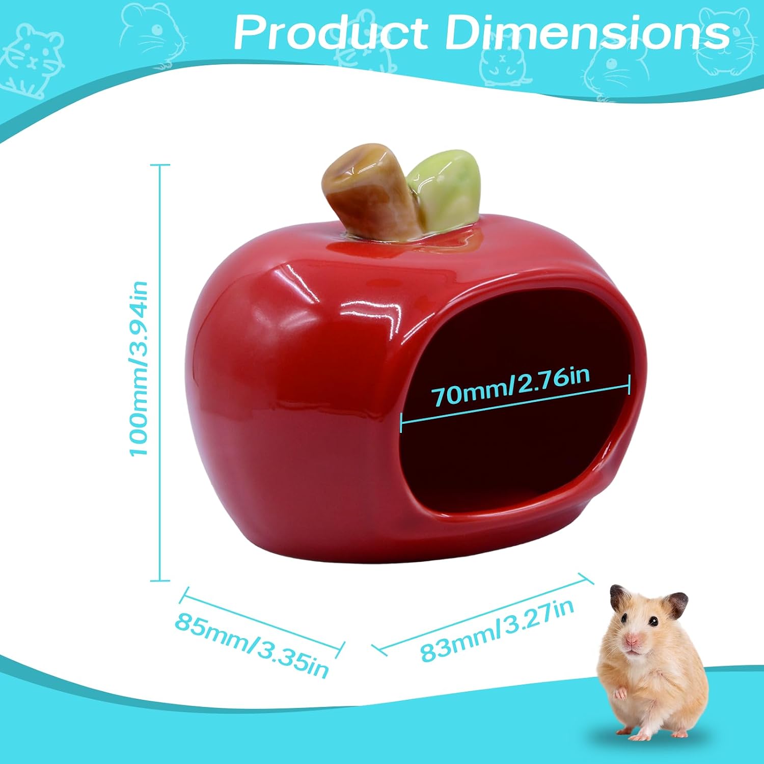 Thumbnail 2 de MC MEICHUANG Apple-Shaped Ceramic Hamster Hideout