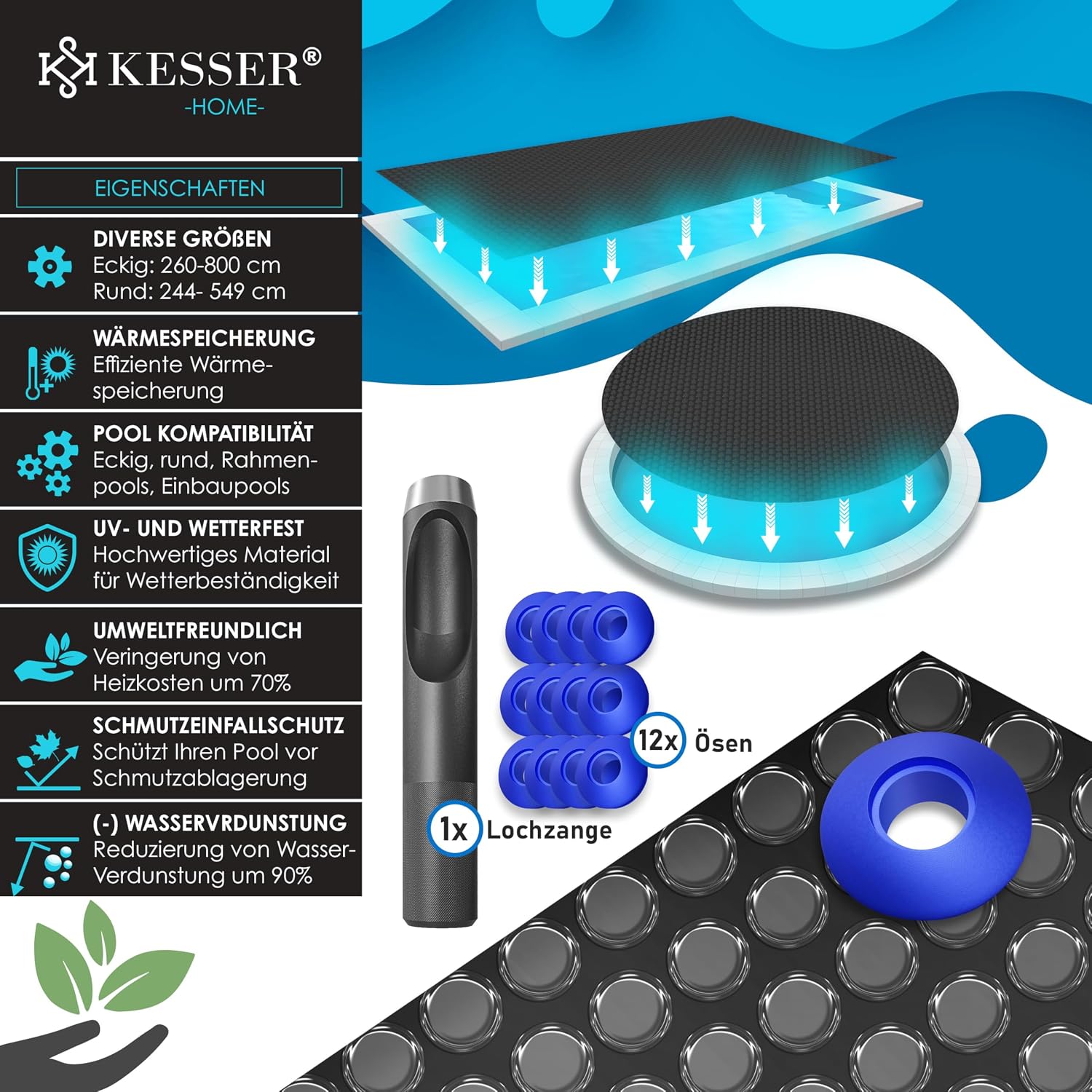 Thumbnail 2 de KESSER® Lona Solar para Piscina Redonda Ø 244cm ☀
