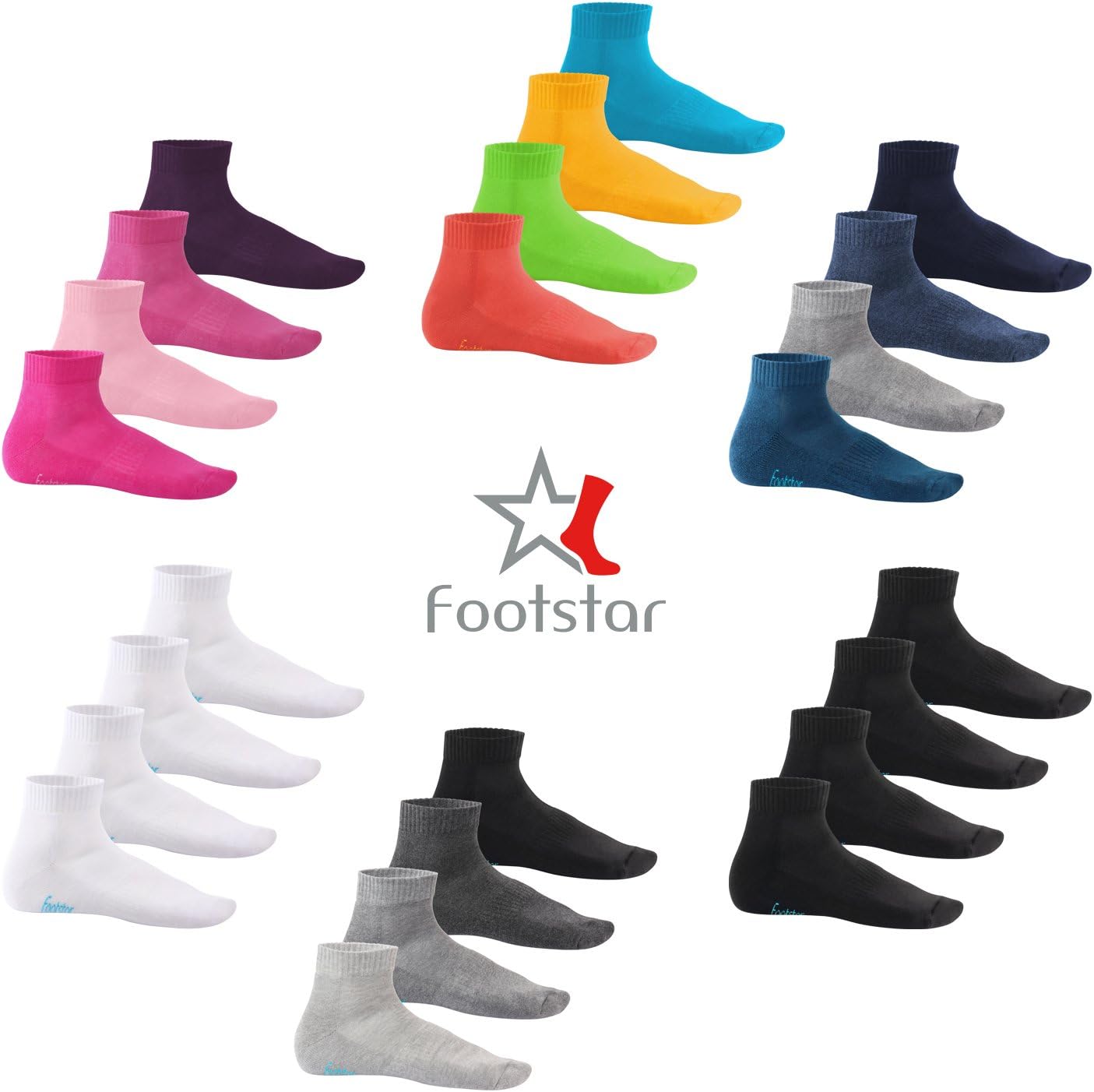 Detalle de Footstar Sneak It! kortskaftade strumpor med frottésula, 8 par