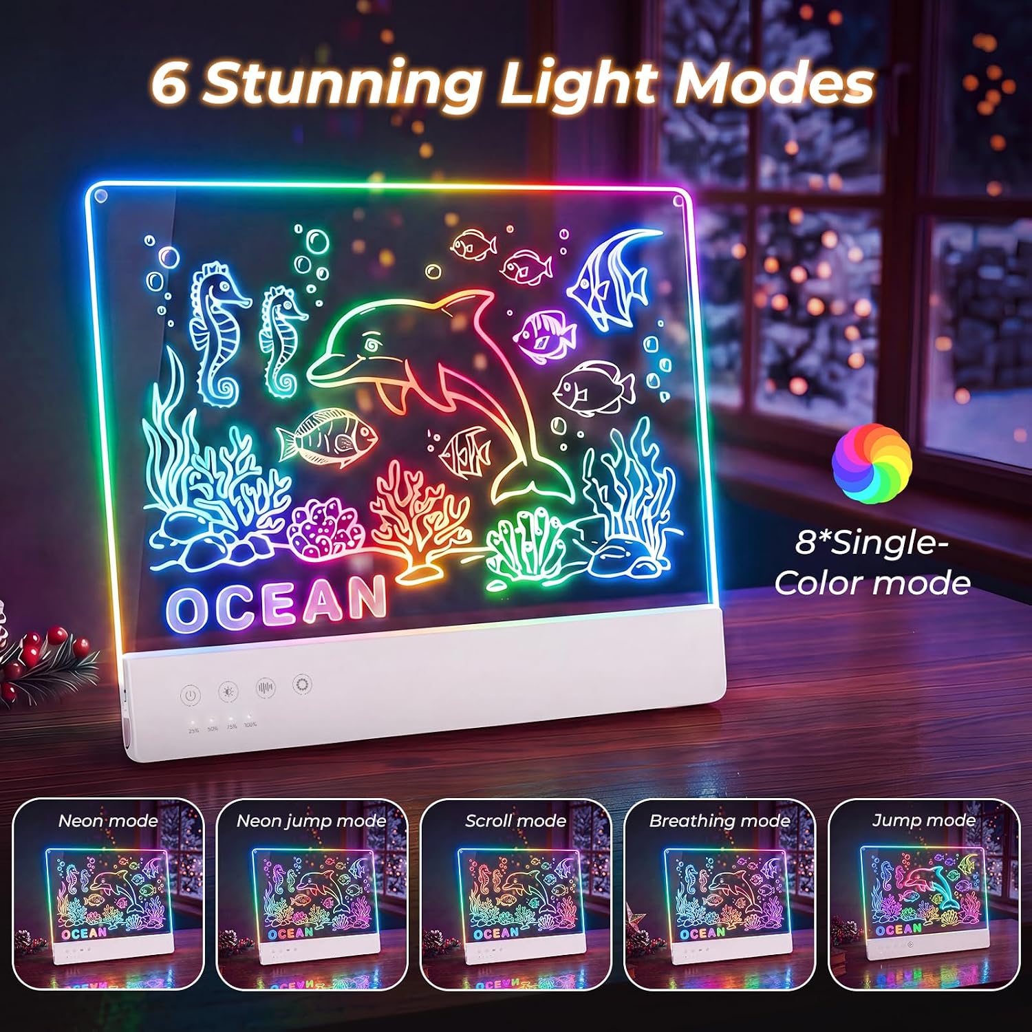 Thumbnail 3 de Mukypixy 16-Inch LED Drawing Board for Kids, Rechargeable, 8 Colors