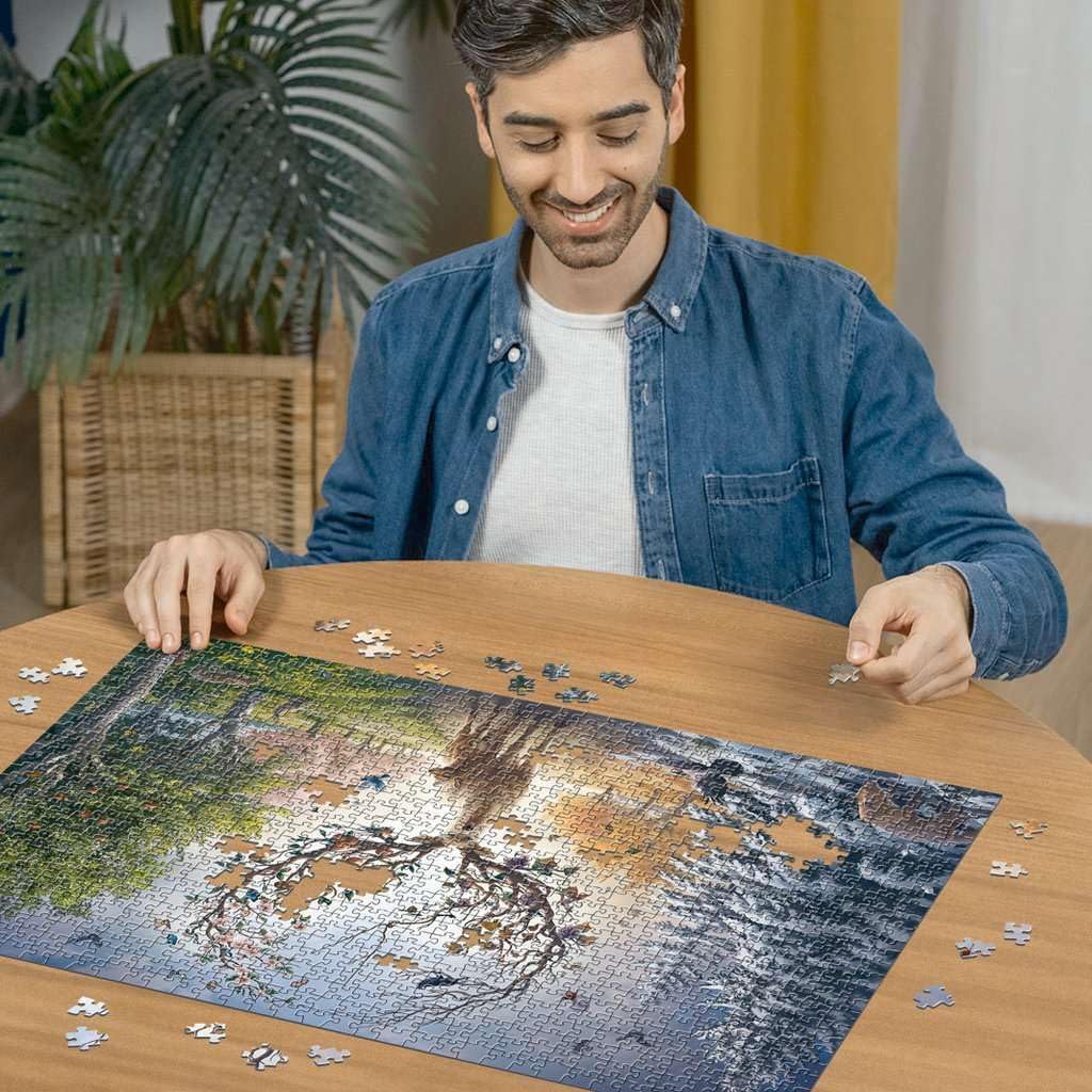 Detalle de Ravensburger Puzzle 1000 Pezzi 50° Anniversario: Il Cervo Magico e le Quattro Stagioni (70 x 50 cm)