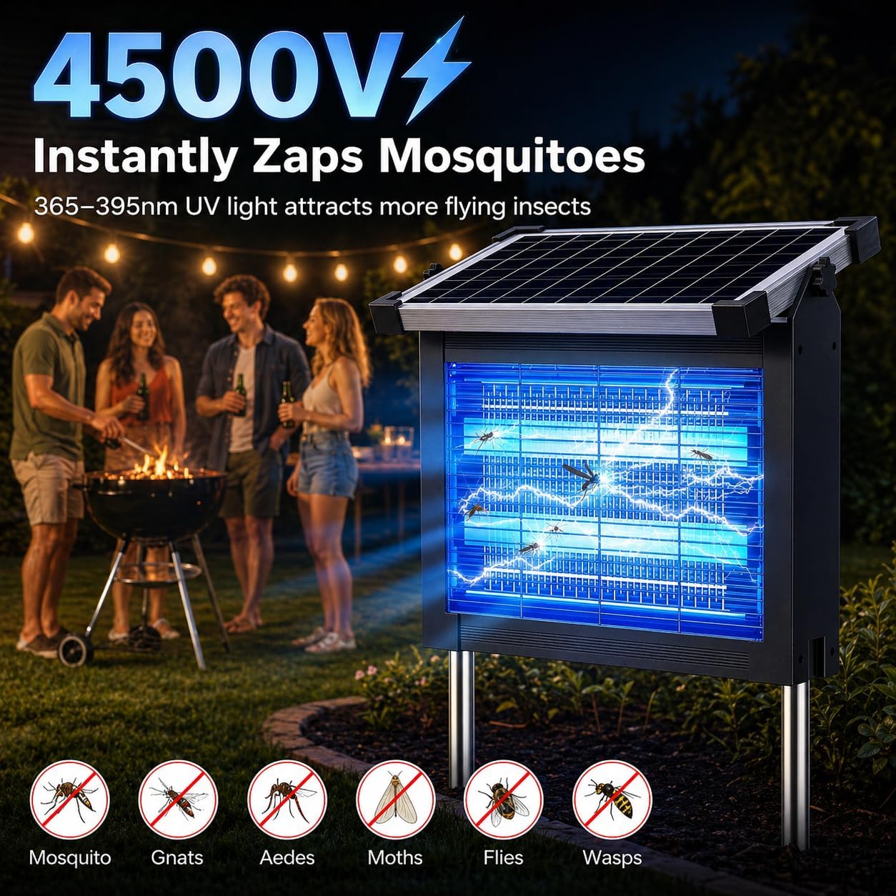 Detalle 2 de Solar Bug Zapper Outdoor with 4500V Electric Grid and 10W Solar Panel