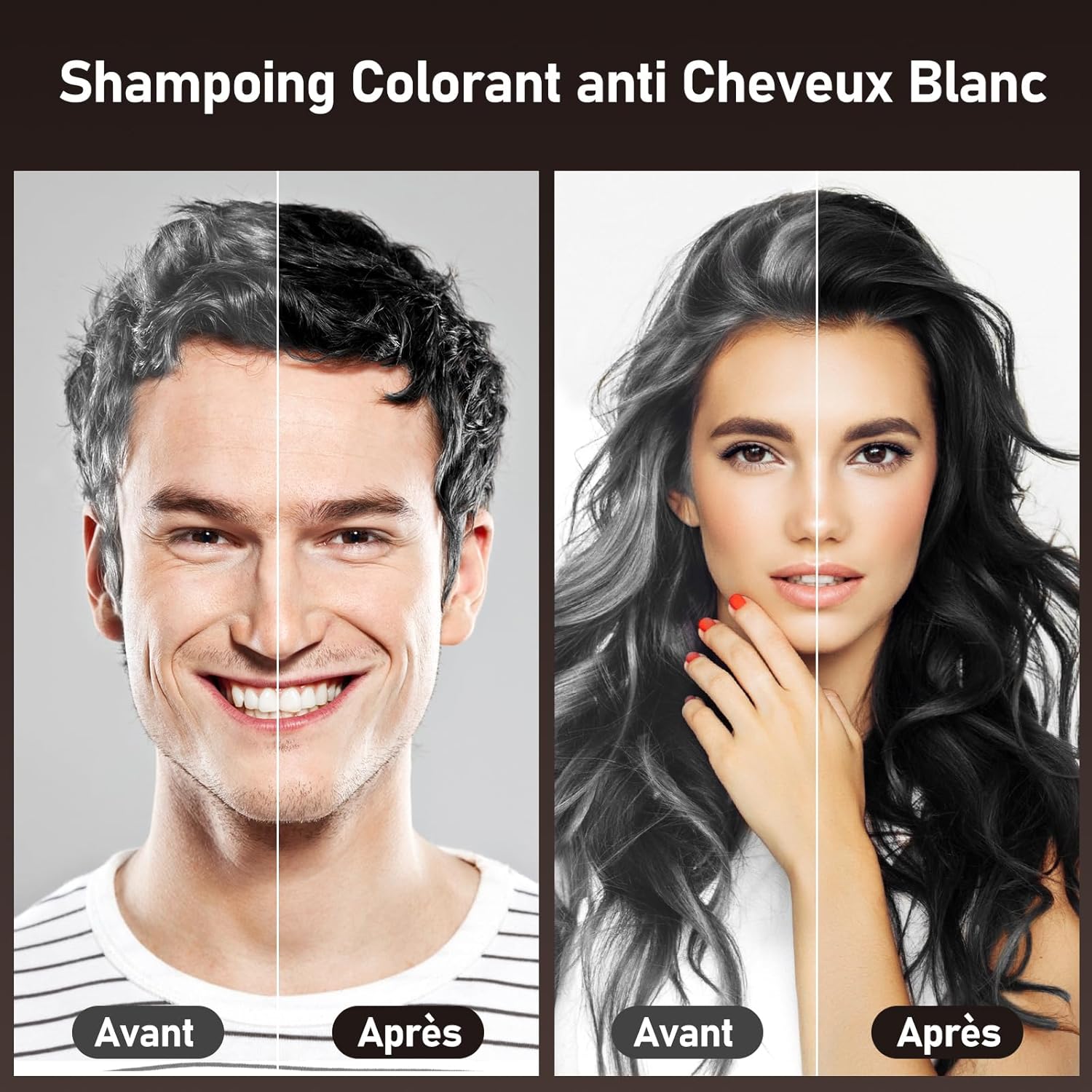 Thumbnail 4 de Shampoing Colorant Noir 3 en 1 (500 ml) pour cheveux blancs – teinture instantanée maison
