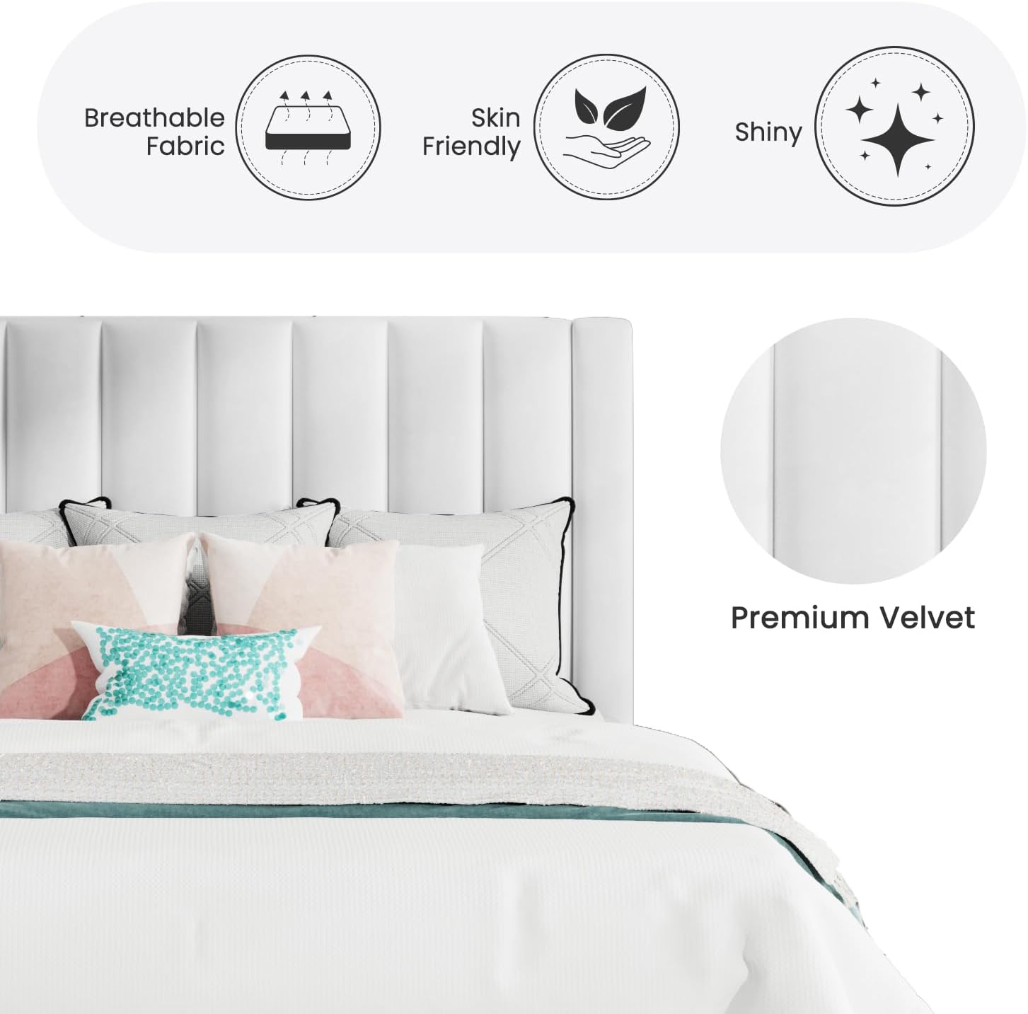 Detalle 2 de SHA CERLIN Full Bed Frame, Velvet