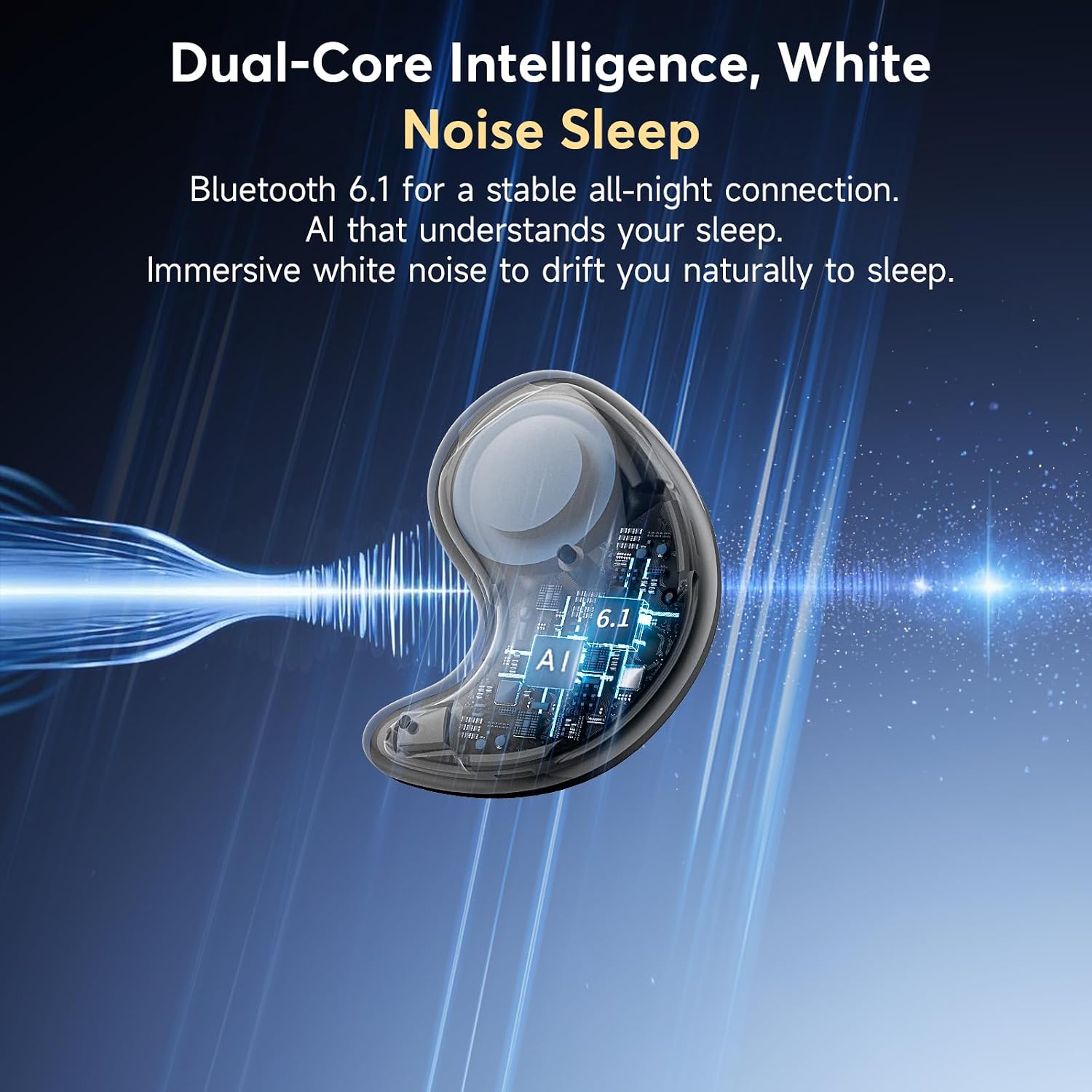 Detalle de Sleep Earbuds for Side Sleepers — Invisible Flat Bluetooth Sleeping Earbuds (Zero Pressure, No Lights)