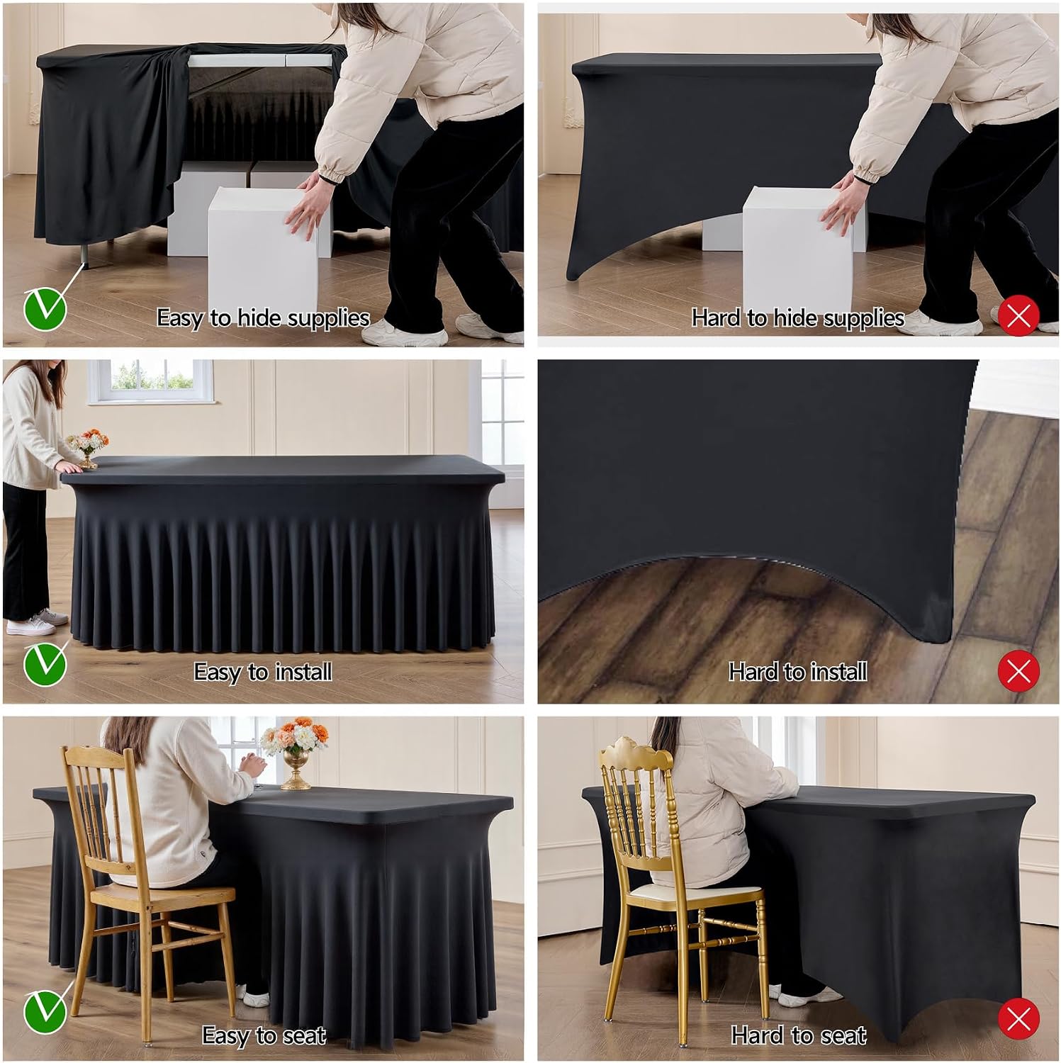 Detalle 2 de Leegleri Black spandex tablecloth 8ft