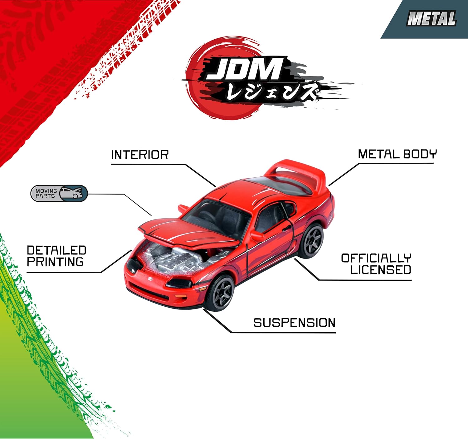Thumbnail 1 de Majorette JDM Leyends Giftpack: 5er-Set Metallautos im Maßstab 1:64 (Honda, Nissan, Toyota, Mitsubishi)