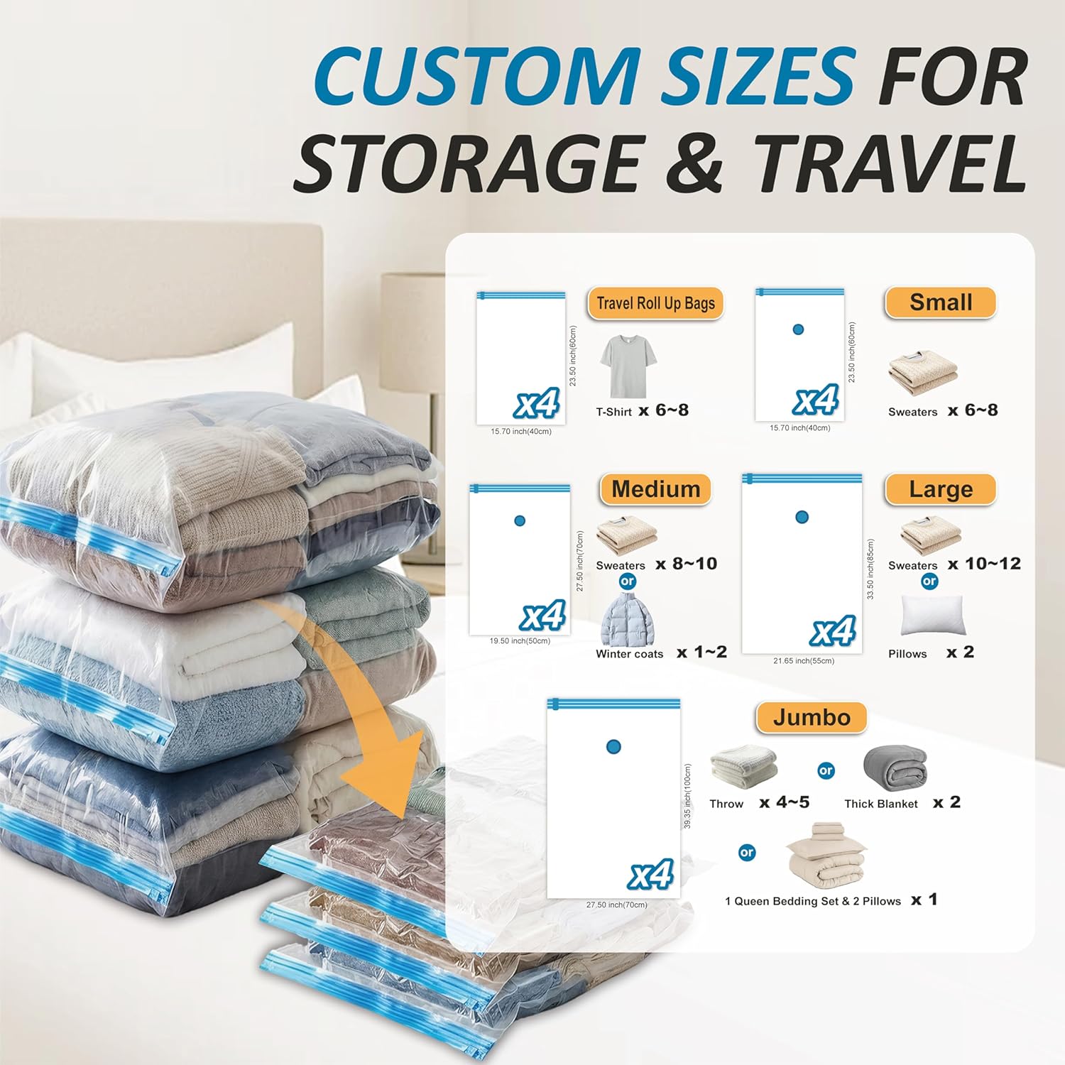 Thumbnail 2 de 20-Pack Vacuum Storage Bags — Space Saver for Bedding