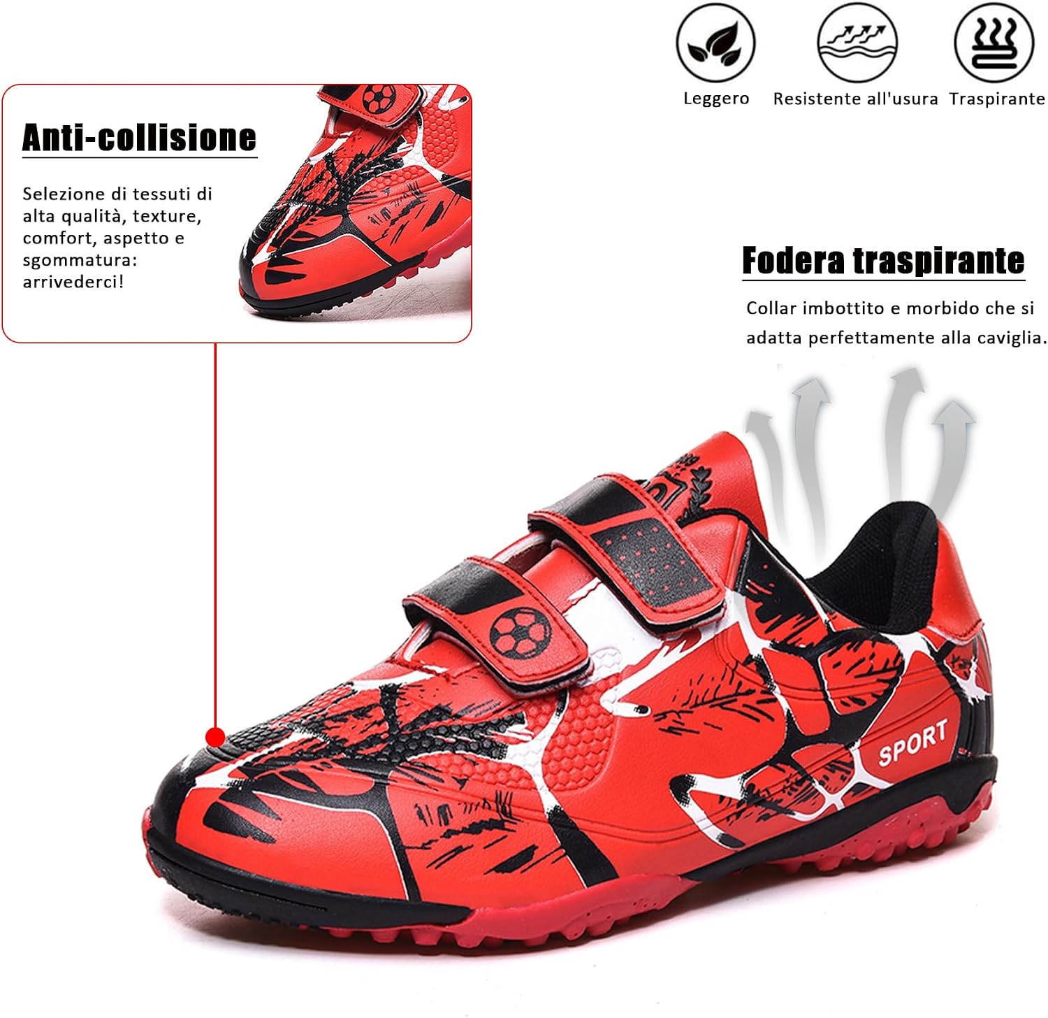 Detalle de BAODLE Scarpe da Calcio Ragazzi FG/AG Outdoor: comfort, grip e leggerezza per giovani atleti