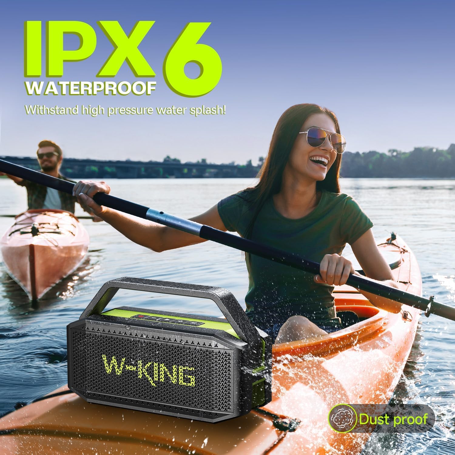 Detalle de W-KING D9-1 Musikbox Bluetooth Groß – 60W, IPX6, Outdoor-Partybox mit 120W Stereo-Paarung