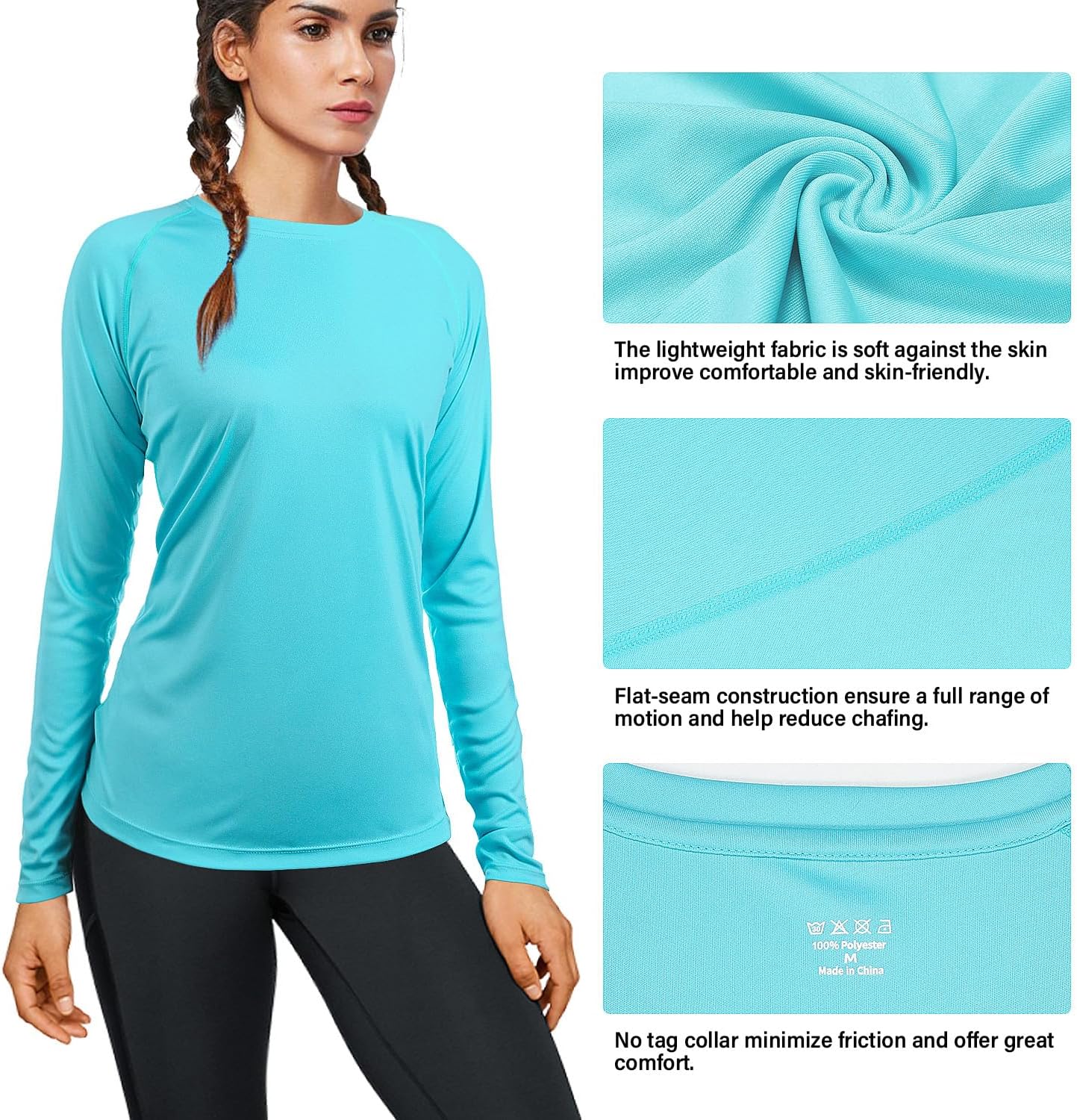 Thumbnail 3 de WISMBOX women’s long sleeve rash vest with UPF 50+ quick-dry UV protection