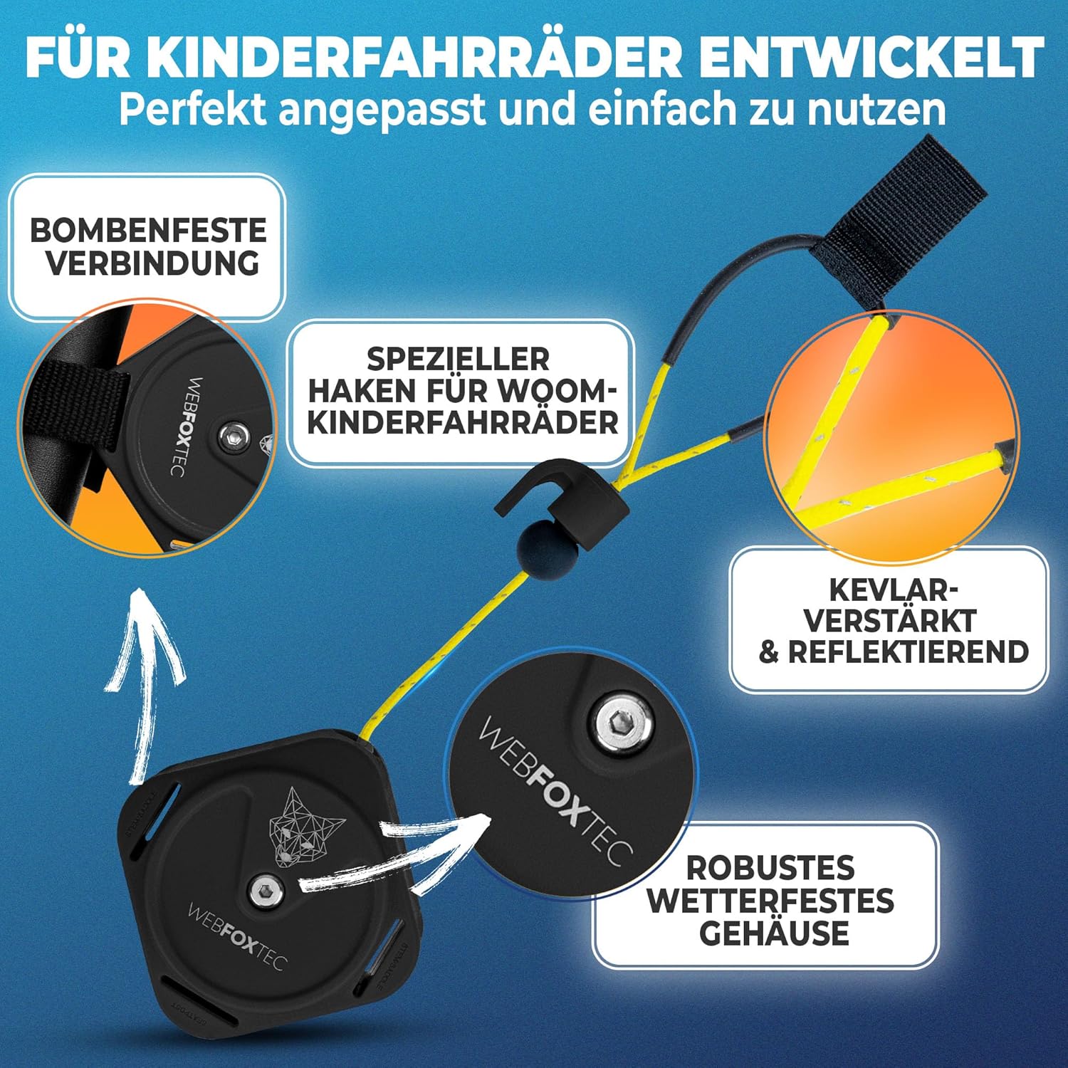 Detalle 2 de Fahrrad Abschleppseil Kinder – Universal 2,4 m zum gemeinsamen Fahren