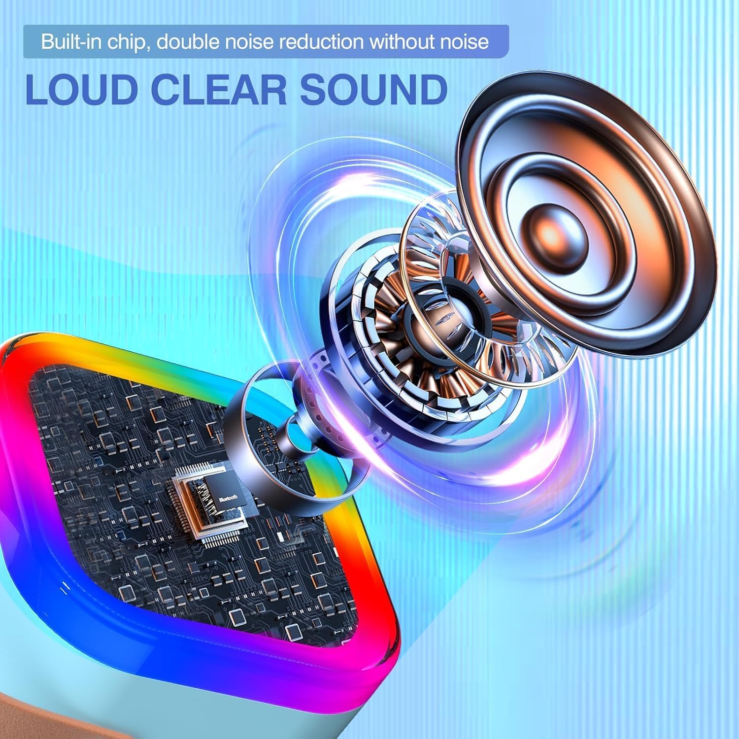Thumbnail 3 de TAEMVV K12 Mini Karaoke Machine with 2 Wireless Microphones and LED Lights, Blue
