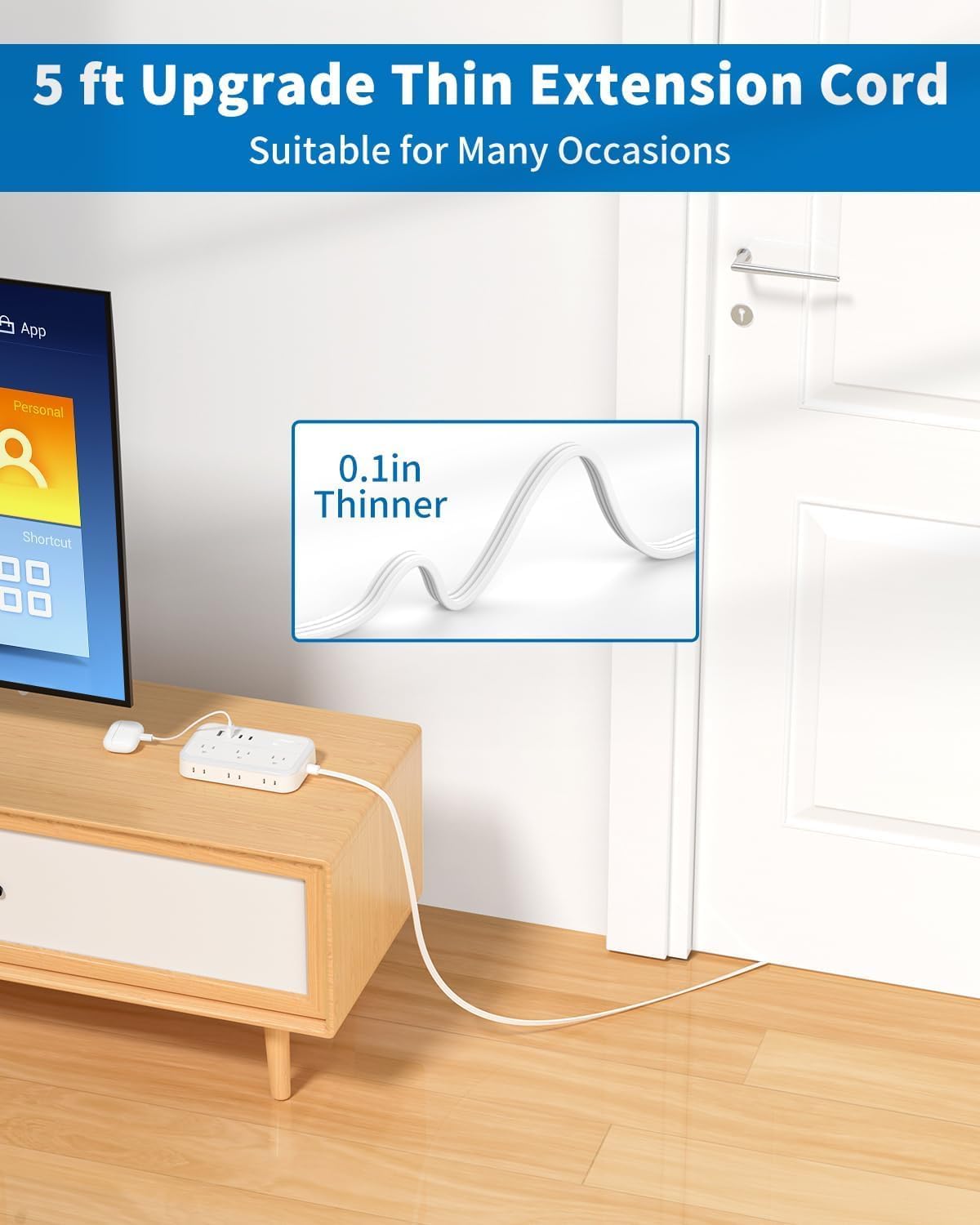 Detalle 1 de NTONPOWER APS-6A4U-US Power Strip, 6 Outlets, 4 USB Ports, Flat Plug