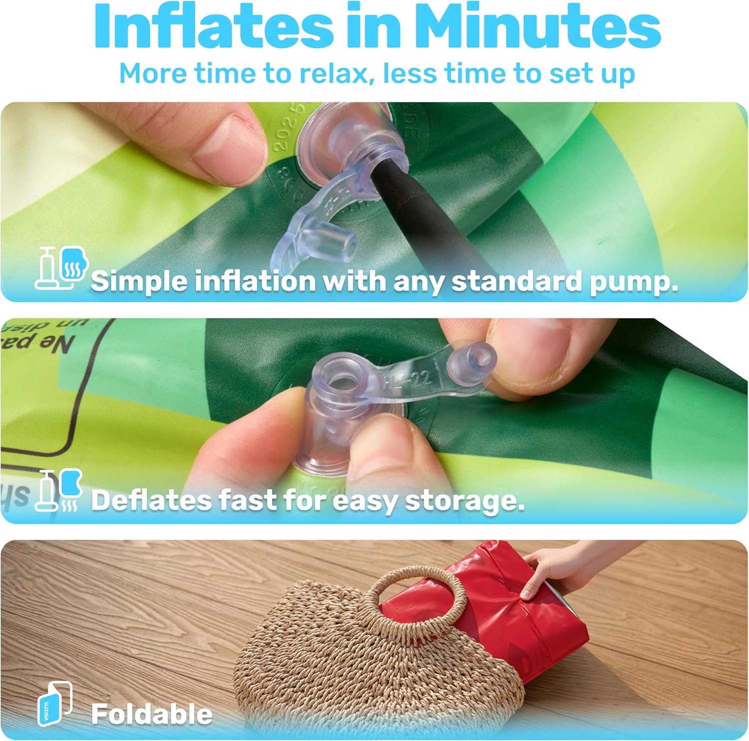 Detalle de 3 Pack 45" x 10" Inflatable Kiddie Pools (Watermelon, Pineapple, Cupcake) – Versatile Outdoor/Indoor Fun