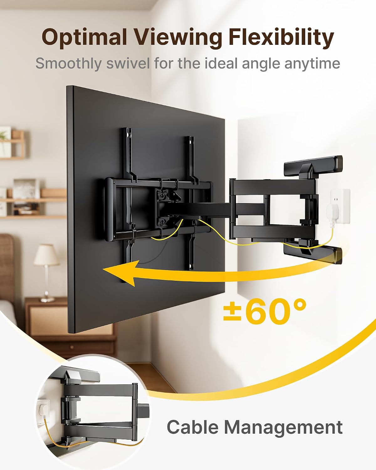 Detalle de monTEK Full Motion TV Wall Mount for 43-90 Inch TVs with 22" Arm Extension