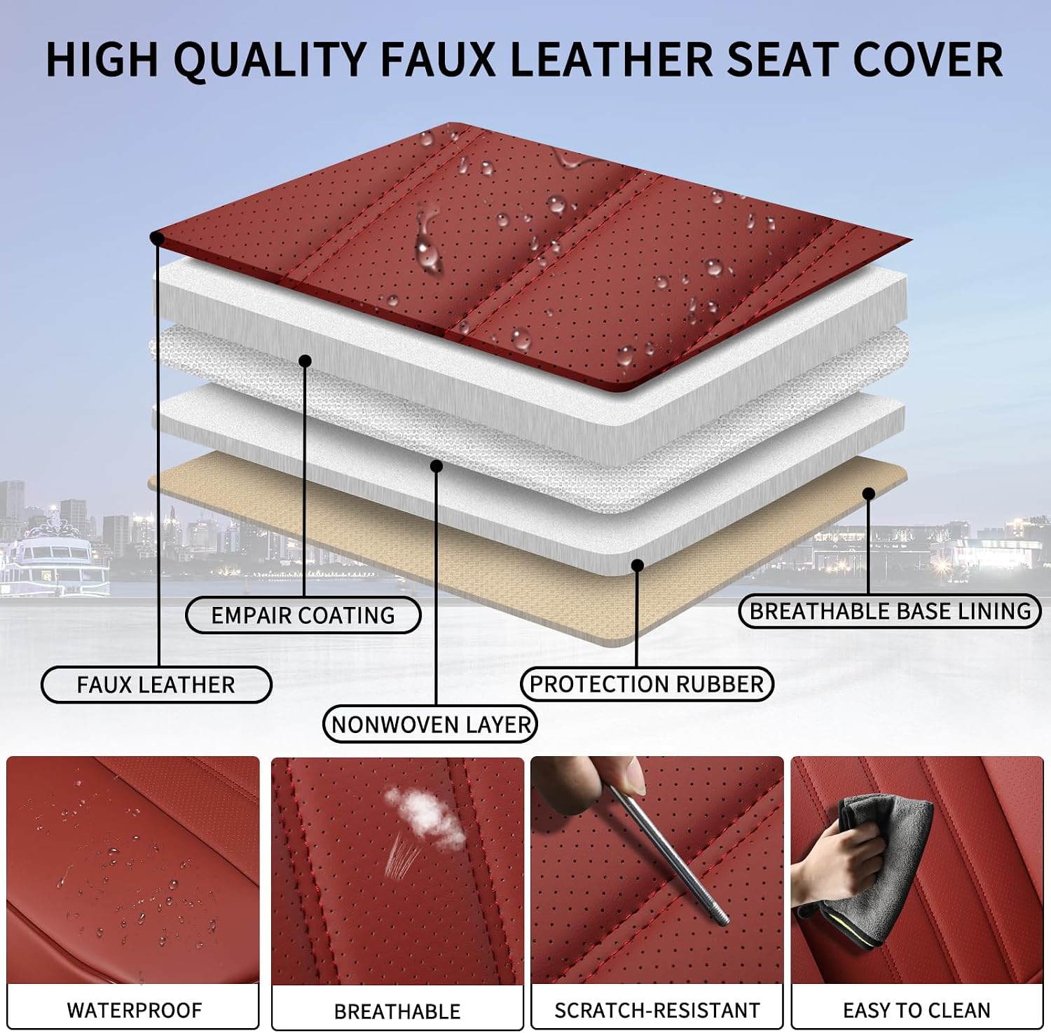 Thumbnail 4 de COVER EMPIRE Red Seat Covers Full Set