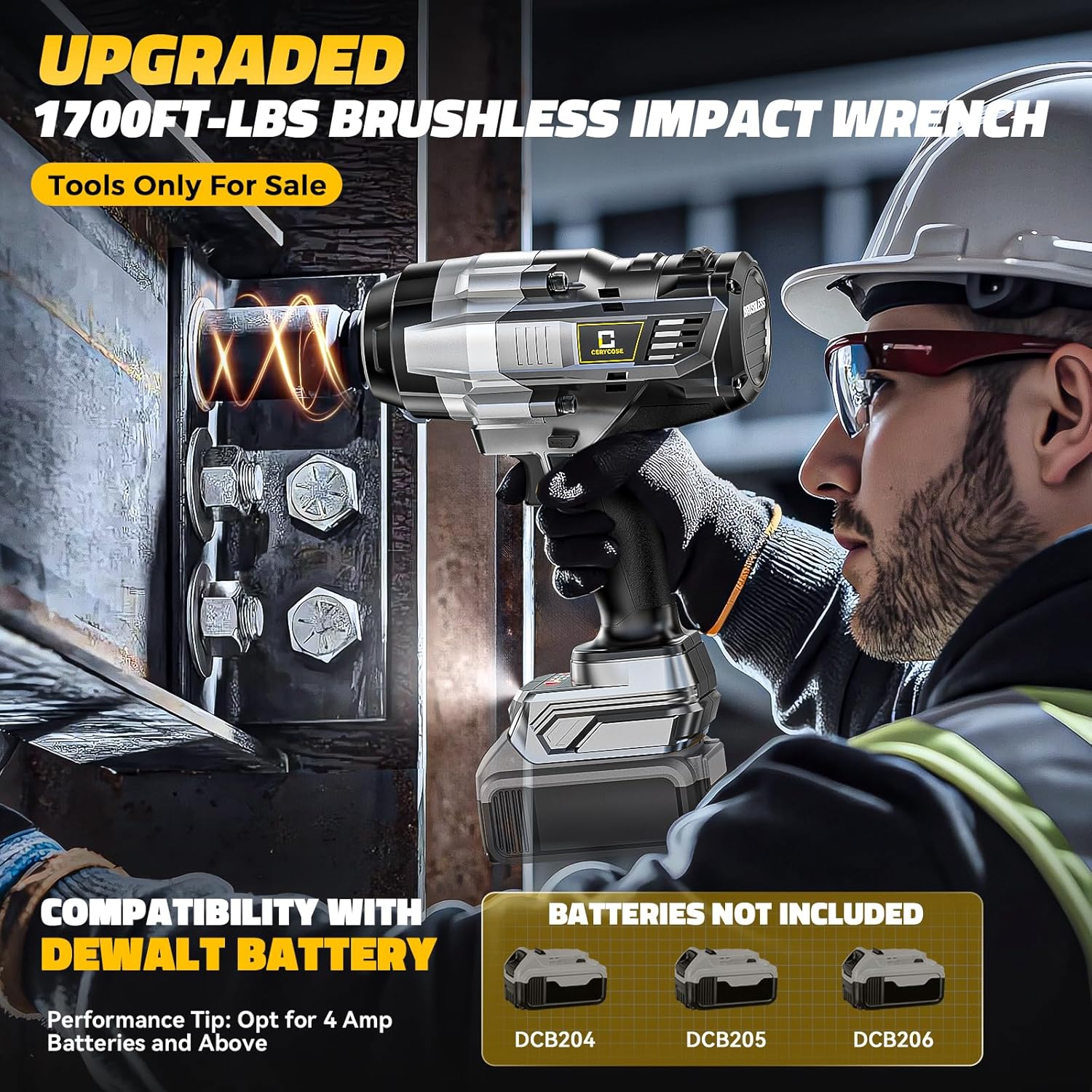 Detalle de Cordless Impact Wrench Compatible with DeWalt 20V 1700FT-LBS