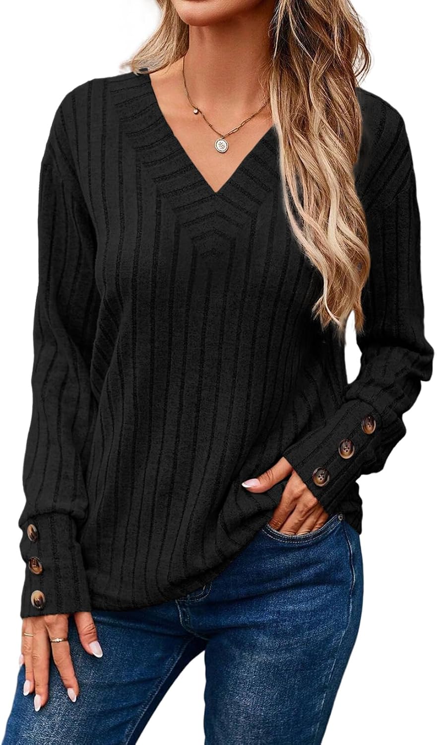 Detalle 2 de Dokotoo Womens V-Neck Knit Tunic Top