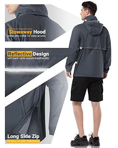 Detalle de Outdoor Ventures Men's Waterproof Rain Jacket Packable Hooded Pullover