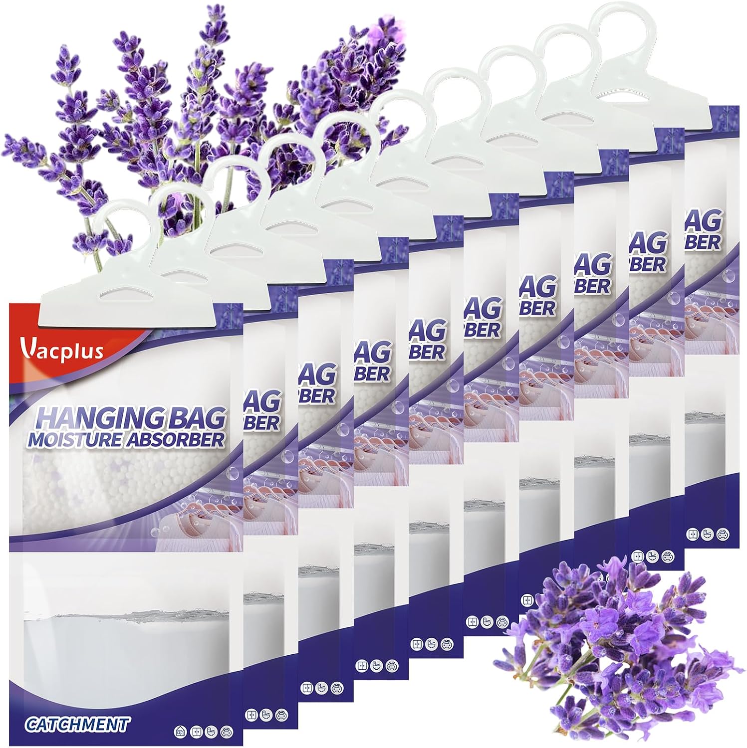 Thumbnail 3 de Vacplus Moisture Absorbers: Hanging Closet Dehumidifier Bags (10 Pack, 14.0 OZ)