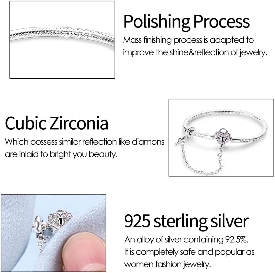 Detalle de KUNSIR Moments Bracciale Donna in Argento Sterling 925 per Ciondolo Pandora, Stile Snake – Compatibile con Pandora Ciondolo B2