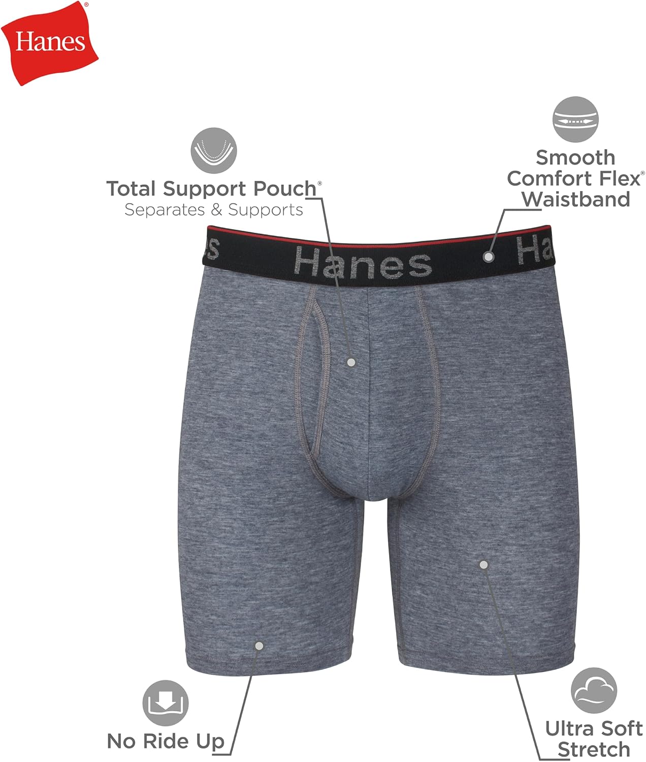 Thumbnail 4 de Hanes CFFST3 Men's Boxer Briefs, 3-Pack, 8-Inch Inseam