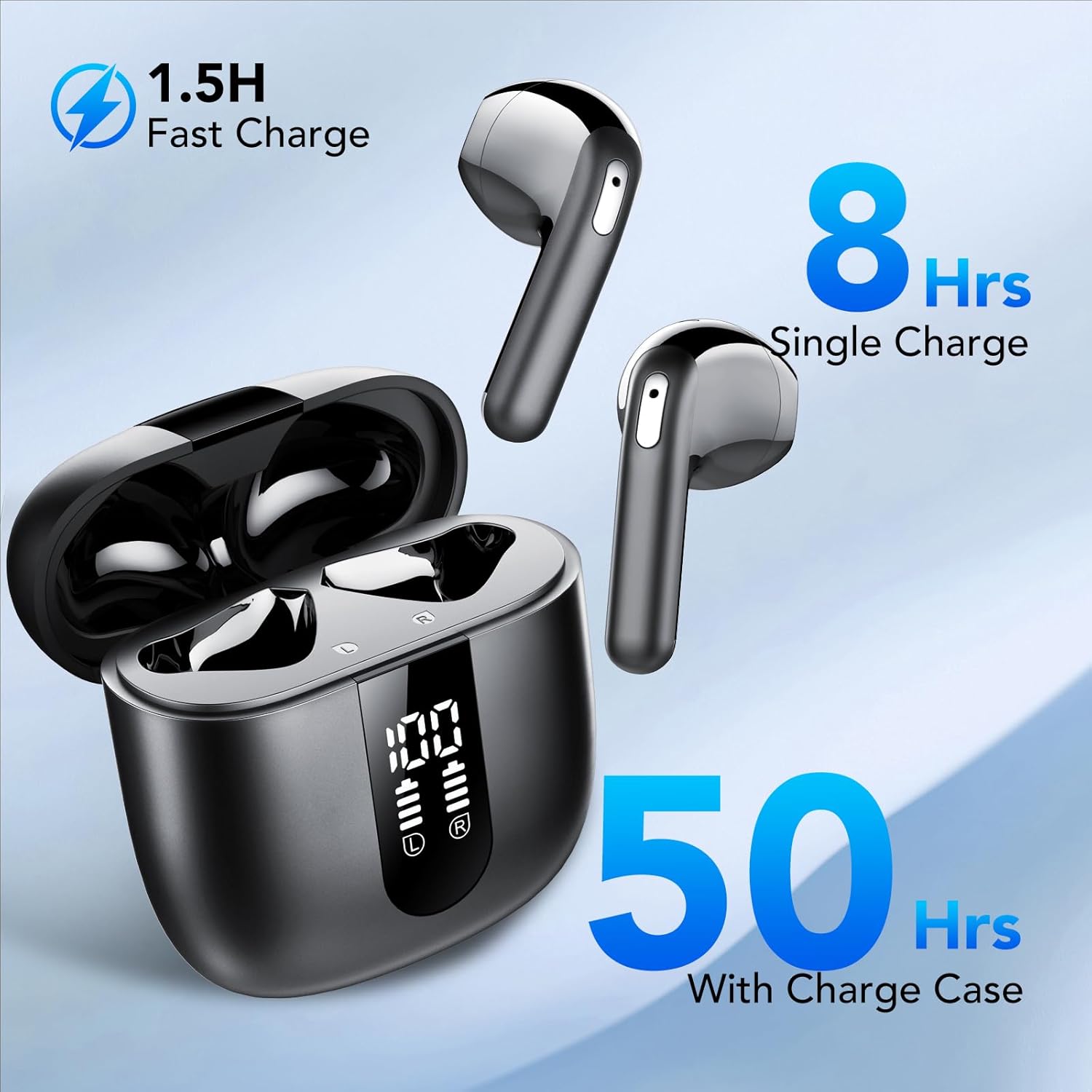 Thumbnail 2 de 2026 New Wireless Earbuds with Bluetooth 5.4, 4-Mic ENC and Dual LED Battery Display