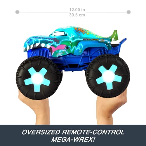 Detalle de Hot Wheels Monster Trucks Mega-Wrex Alive RC – 1:15 Scale with Interactive Lights, Sounds and Three Play Modes