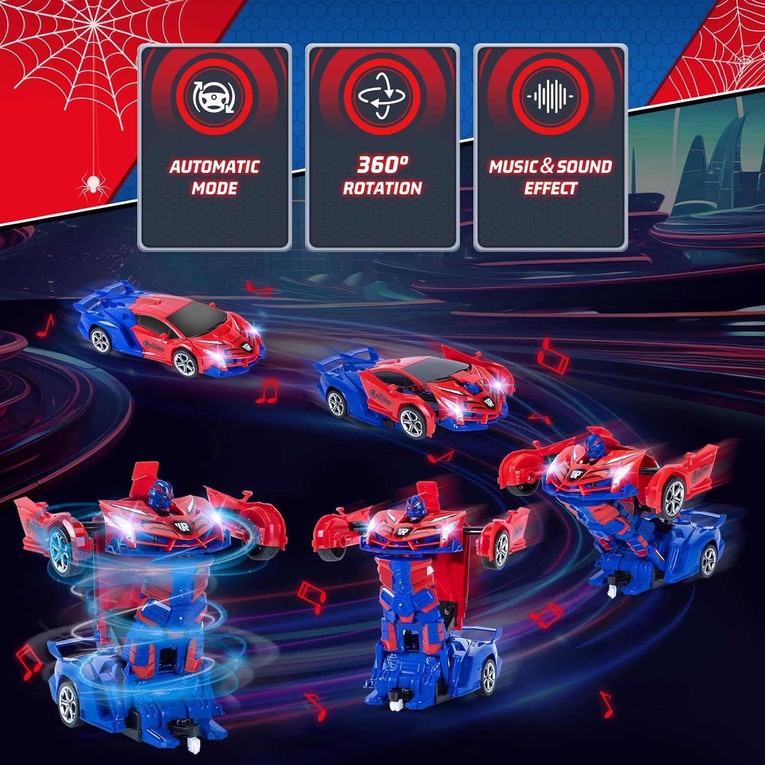 Thumbnail 3 de Yellcetoy Transform Toys RC Spider Car (2.4Ghz) with Hand Gesture Control, LED, Music & Sound Effects