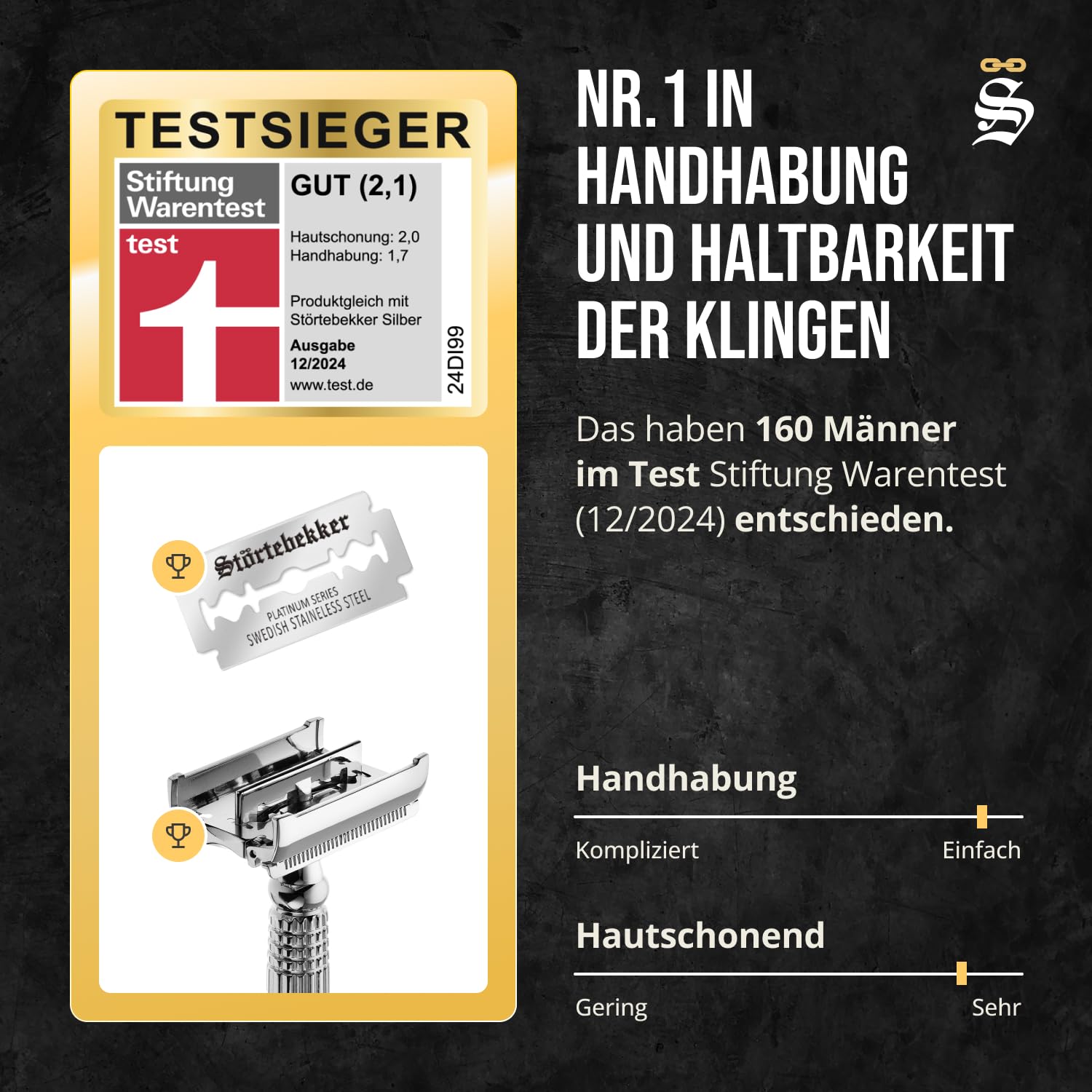 Thumbnail 1 de Störtebekker Premium Rasierhobel Hamburg – Testsieger 2024 mit 10 Rasierklingen & Leder-Etui
