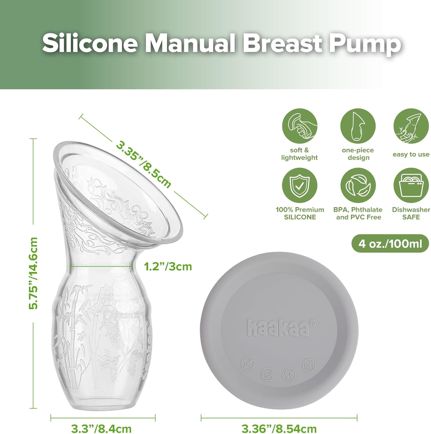 Thumbnail 1 de Tire-lait manuel haakaa 100 ml en silicone avec couvercle transparent