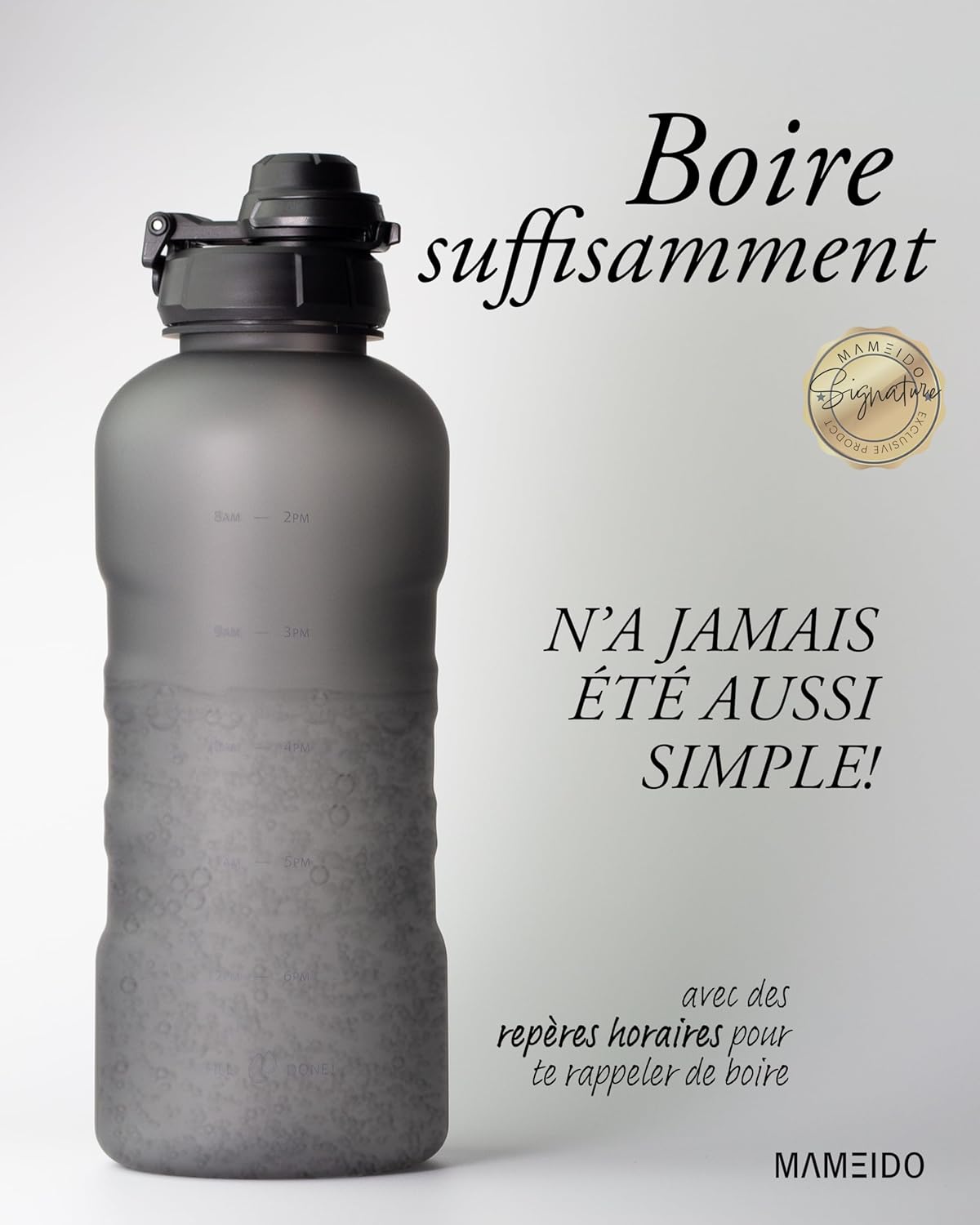 Thumbnail 1 de MAMEIDO gourde avec paille 2 l (Tritan, sans BPA) avec marquage du temps et dragonne