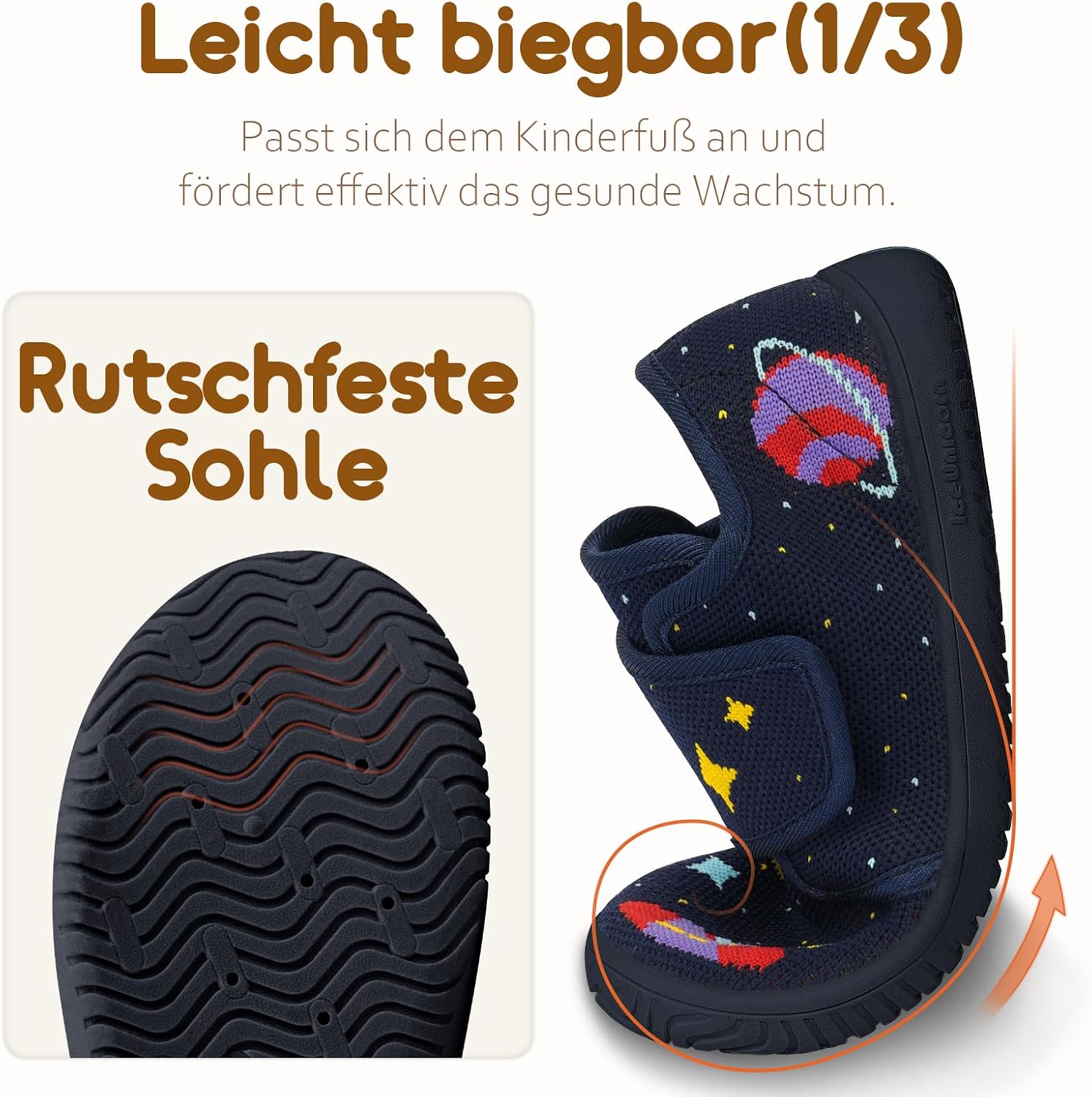 Detalle de IceUnicorn Hausschuhe Kinder – atmungsaktiv, rutschfest und leichtfedernd