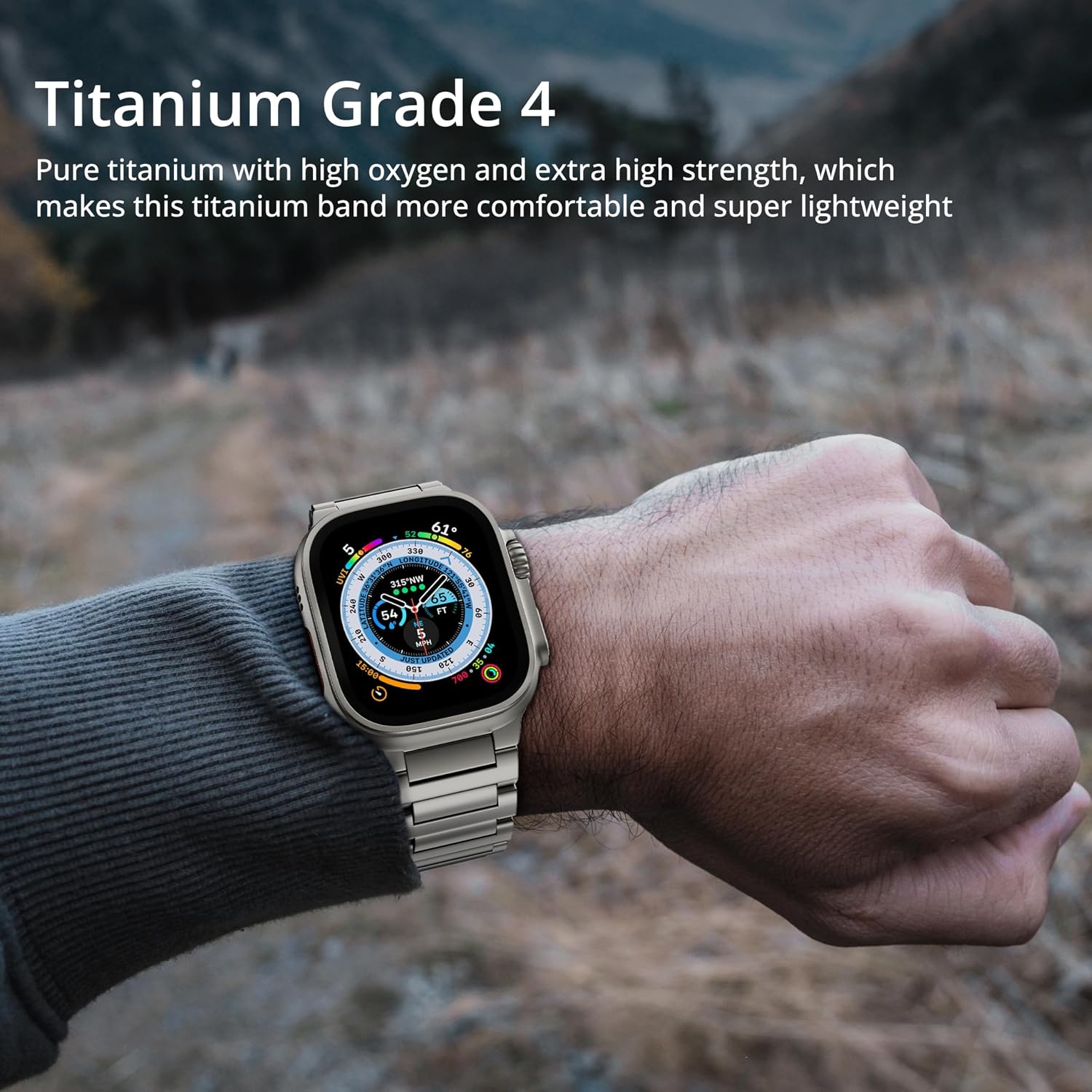 Thumbnail 6 de LULULOOK Titanium Grade 4 Strap for Apple Watch Ultra (49 mm) with Magnetic Clasp – Ultra-light, DLC-coated replacement band