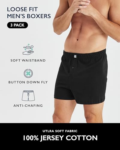 Thumbnail 1 de Giovici Mens Boxers Loose Fit – Super Soft Cotton, Button Fly, 3/6 Pack