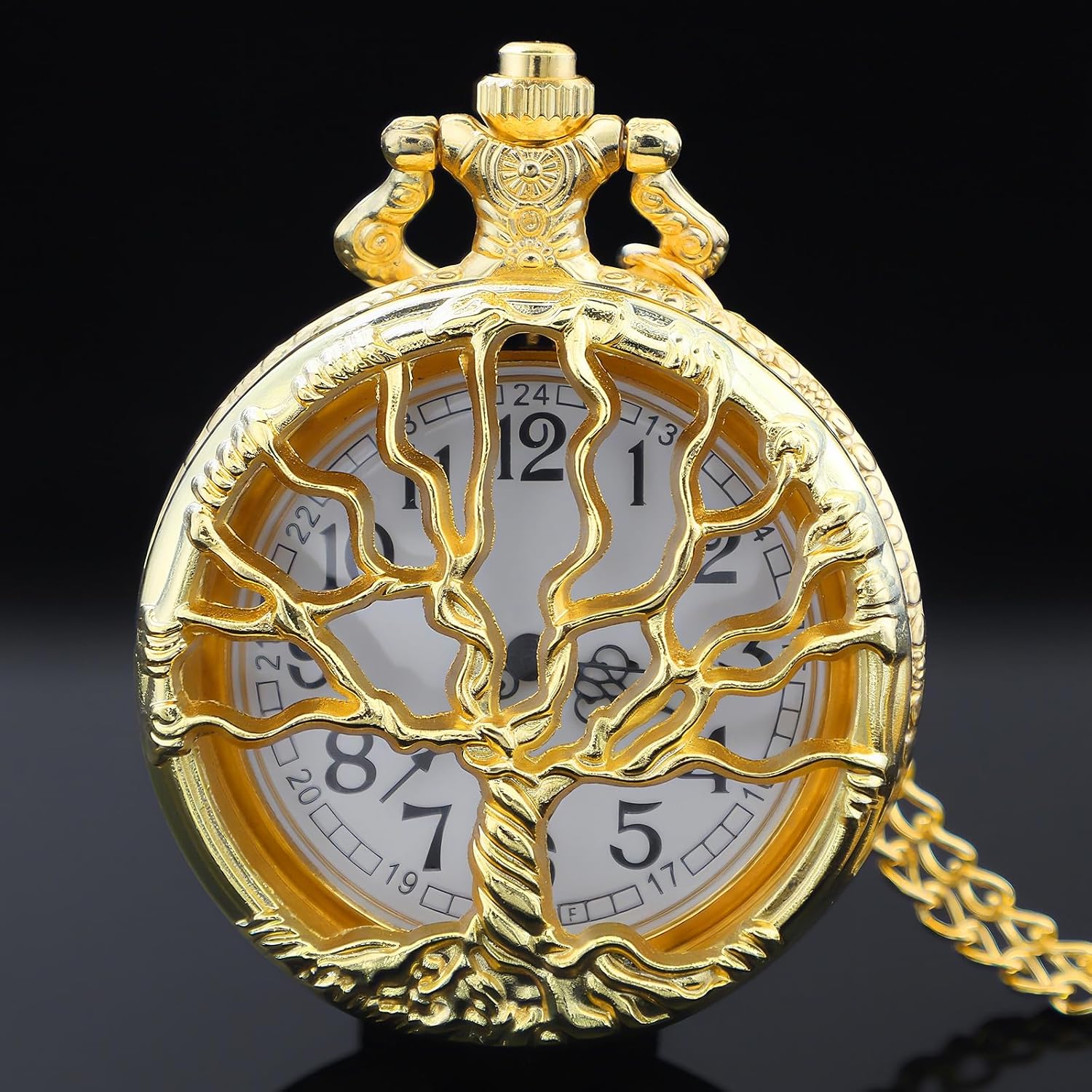 Thumbnail 2 de Tiong Tree of Life Pocket Watch with Chain – 4.5 cm Quartz Vintage