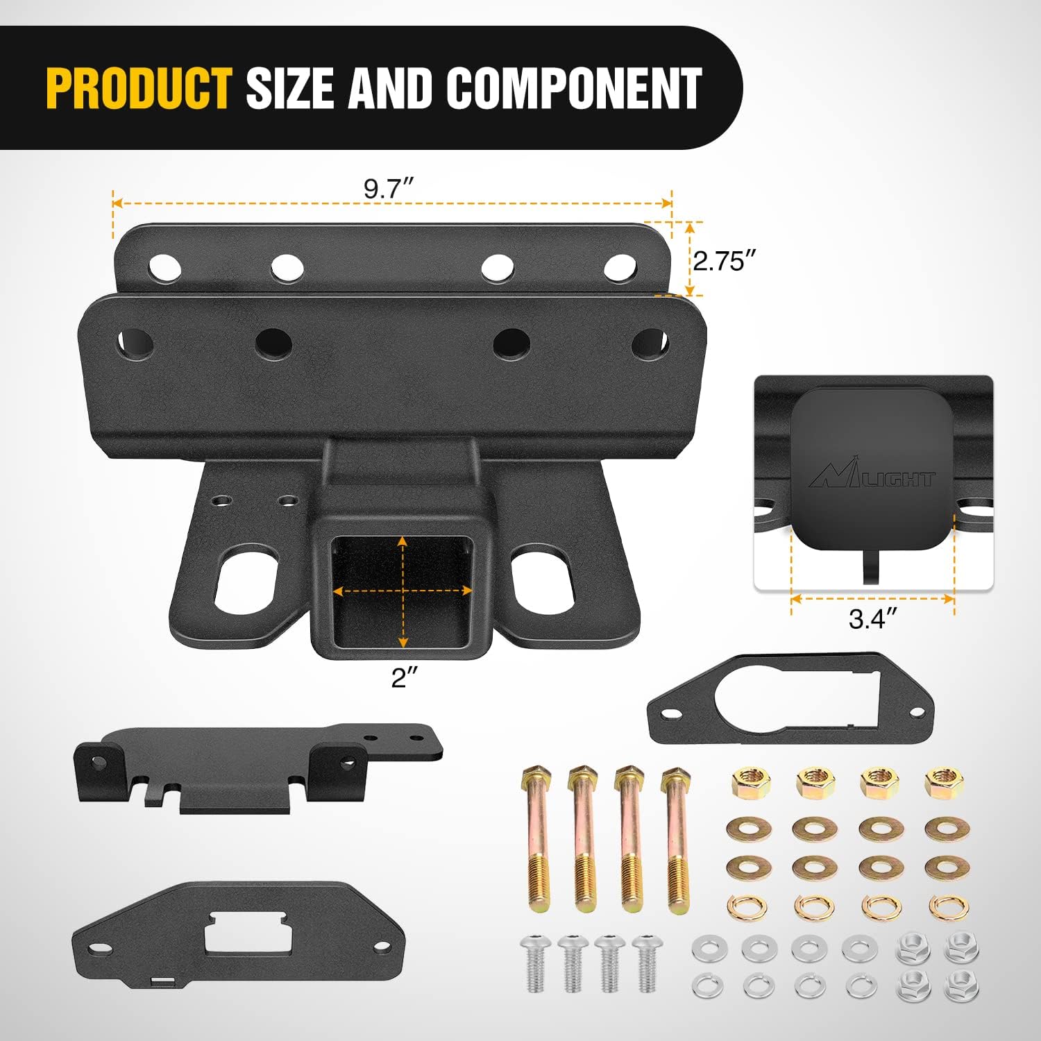 Detalle 2 de Nilight 2-Inch Rear Trailer Hitch Receiver Kit for 2021-2026 Ford Bronco (2-Door & 4-Door, Excludes Bronco Sport)