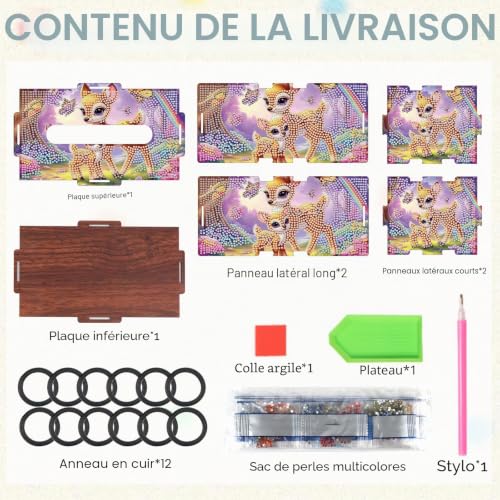 Detalle de JICFDAO DIY Diamond Painting Boîte Mouchoirs – Kit diamant prêt à l’emploi