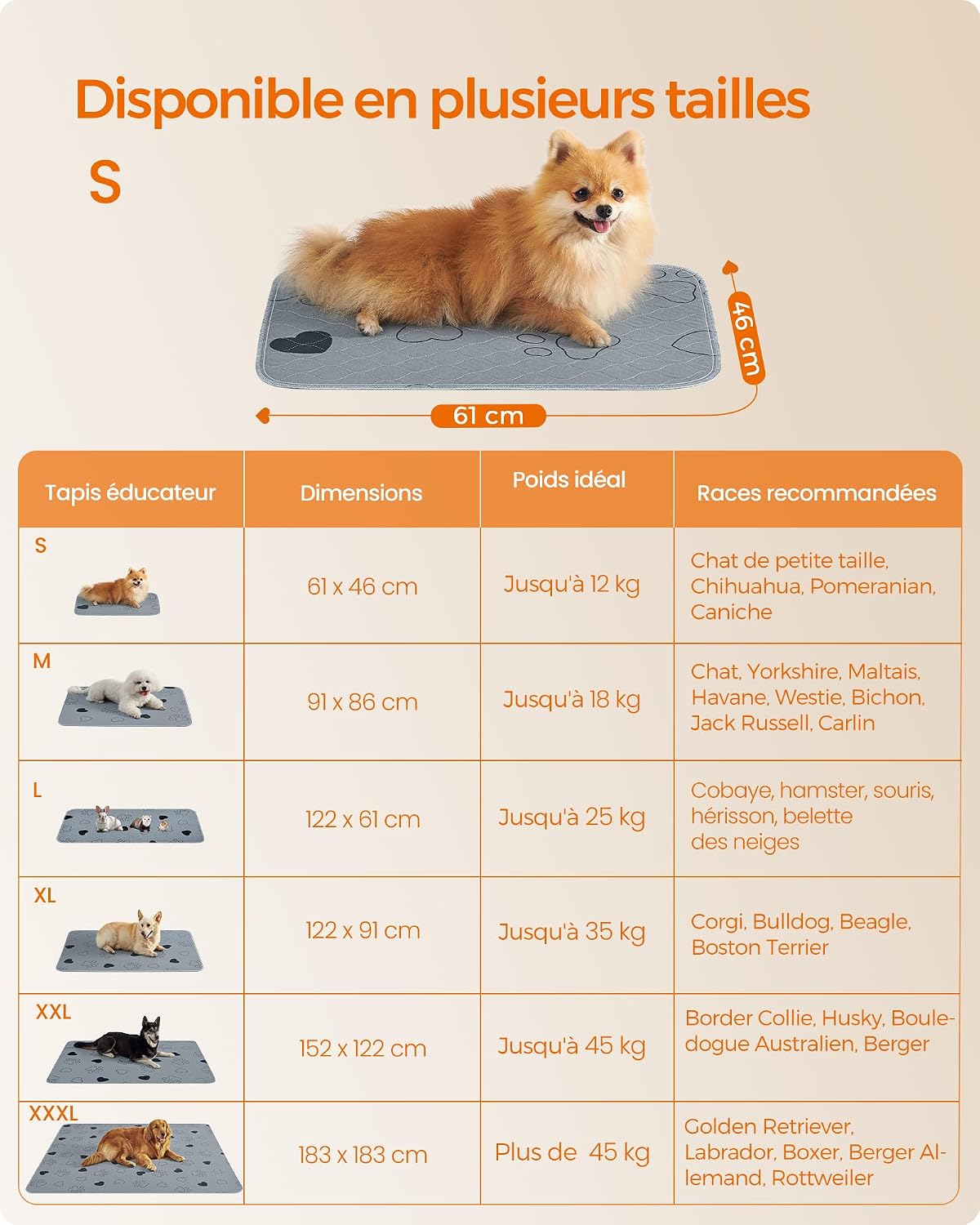 Detalle de Feandrea Tapis Éducateur pour Chien – Lot de 2, 61 x 46 cm, Gris, Antidérapant