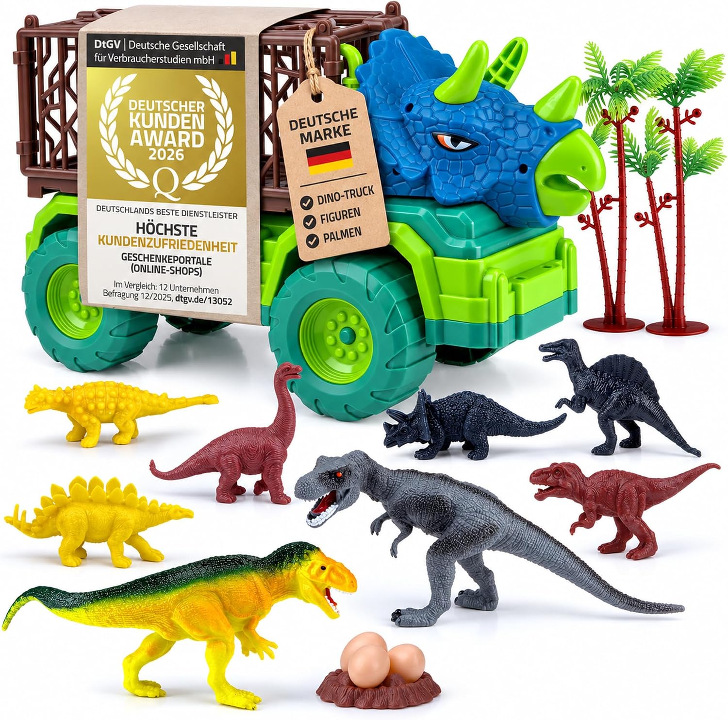 all Kids United Dino-Truck dinosaurusset met speelmat, kooi en figuren